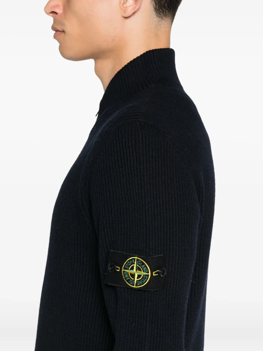 Stone Island 5100006 geribbeld vest met rits Blauw