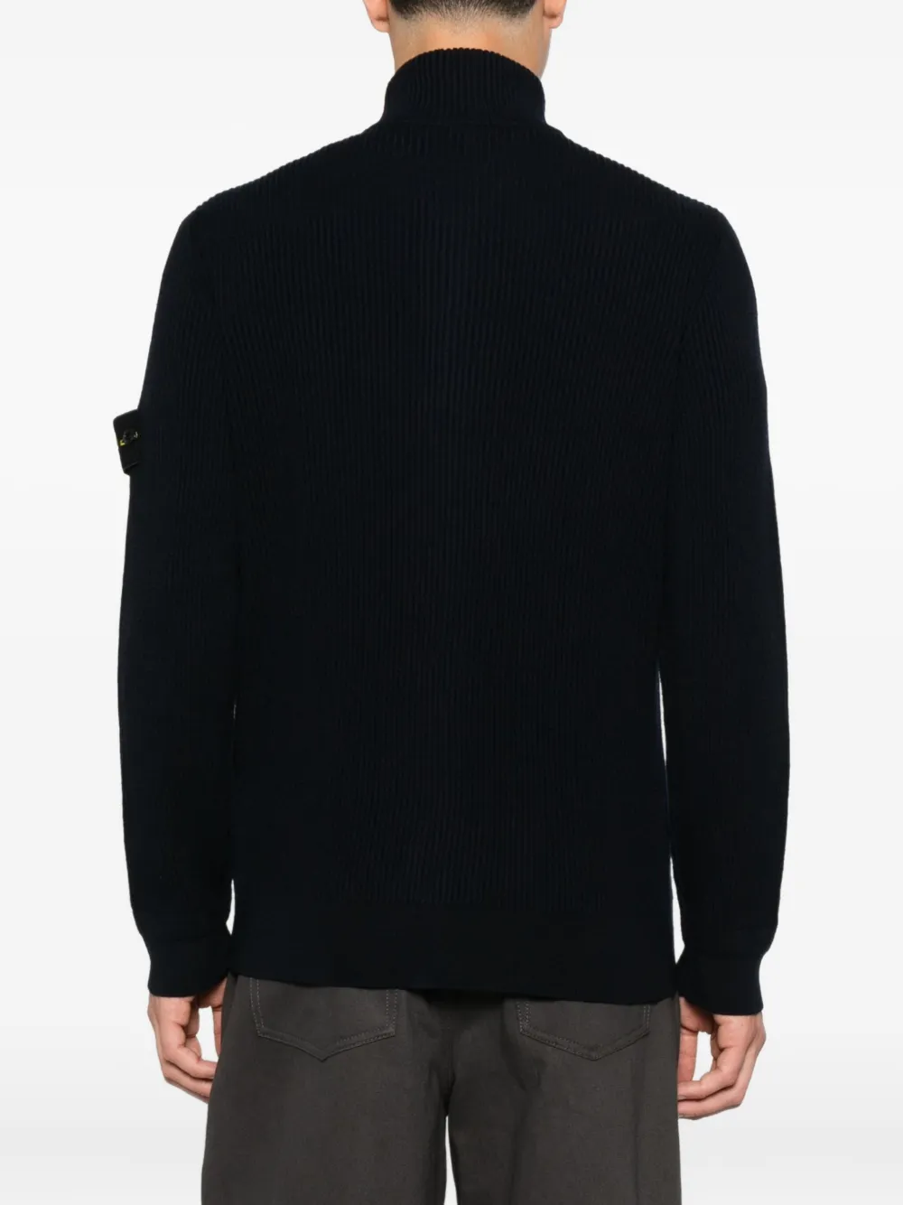 Stone Island 5100006 geribbeld vest met rits Blauw