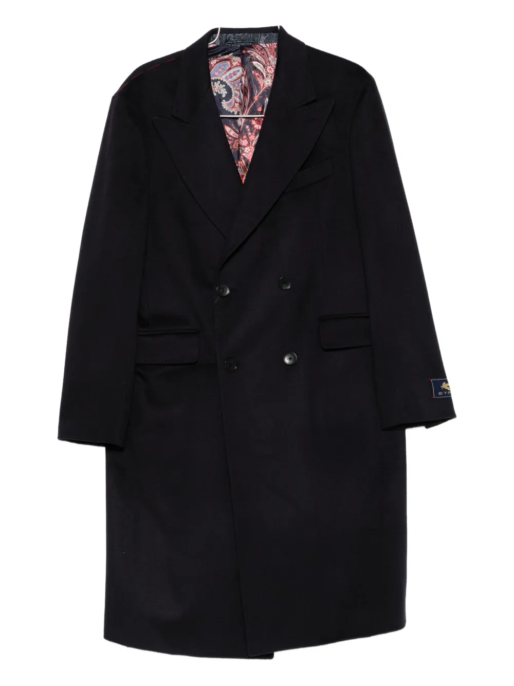 ETRO double-breasted paisley-lined coat Blauw