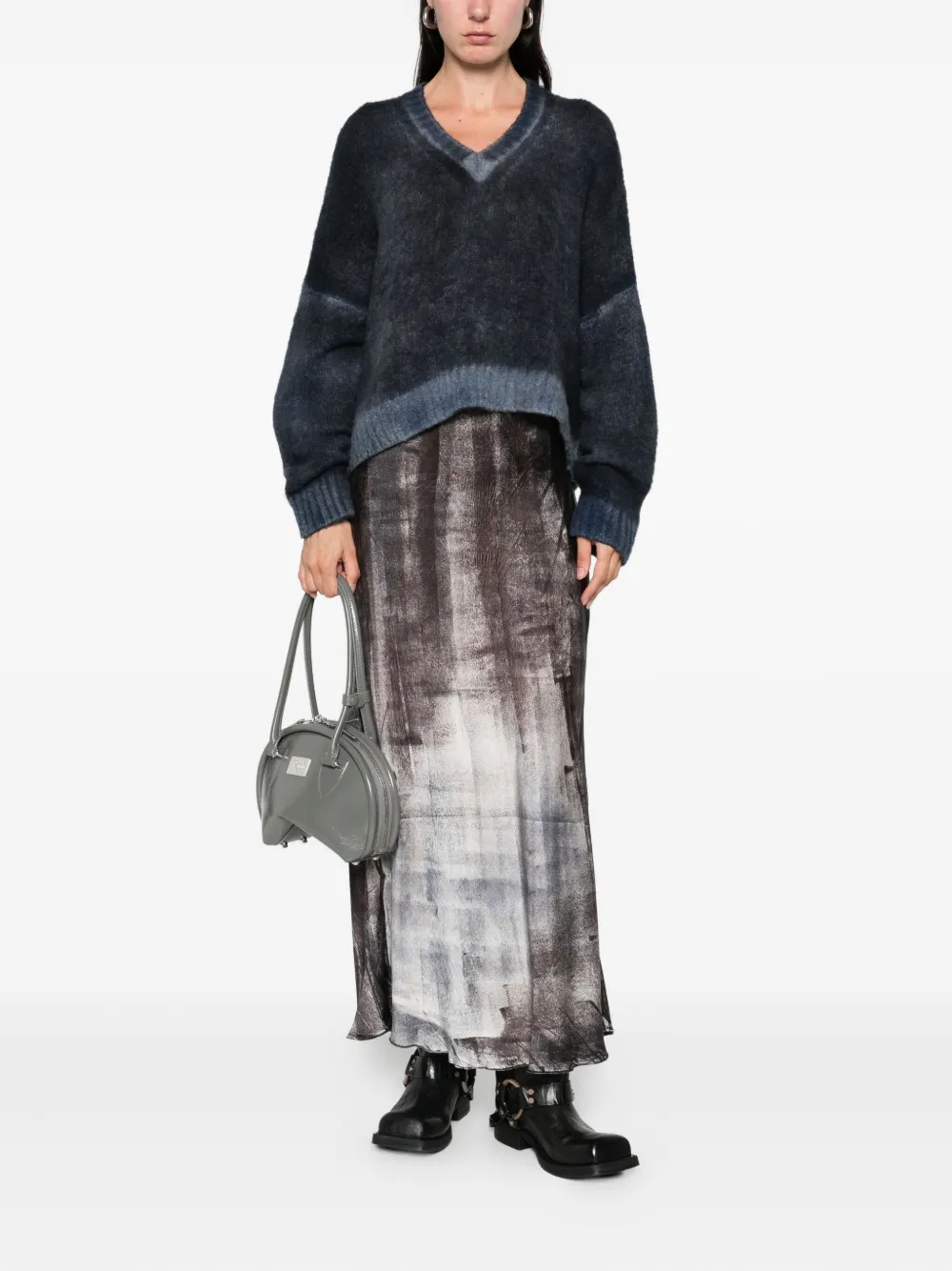 Avant Toi V-neck Cropped Sweater In Blue