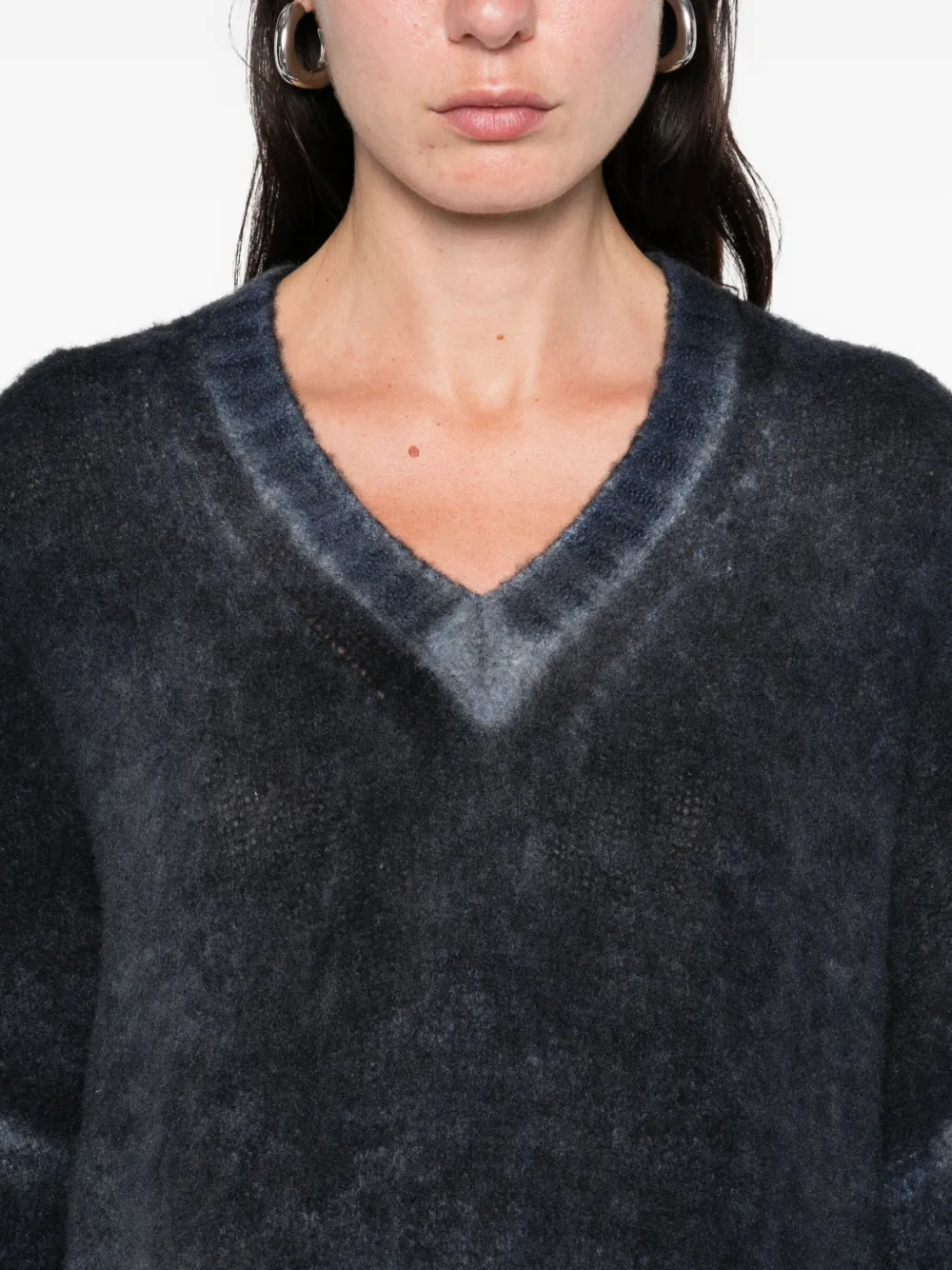 Avant Toi V-neck Cropped Sweater In Blue