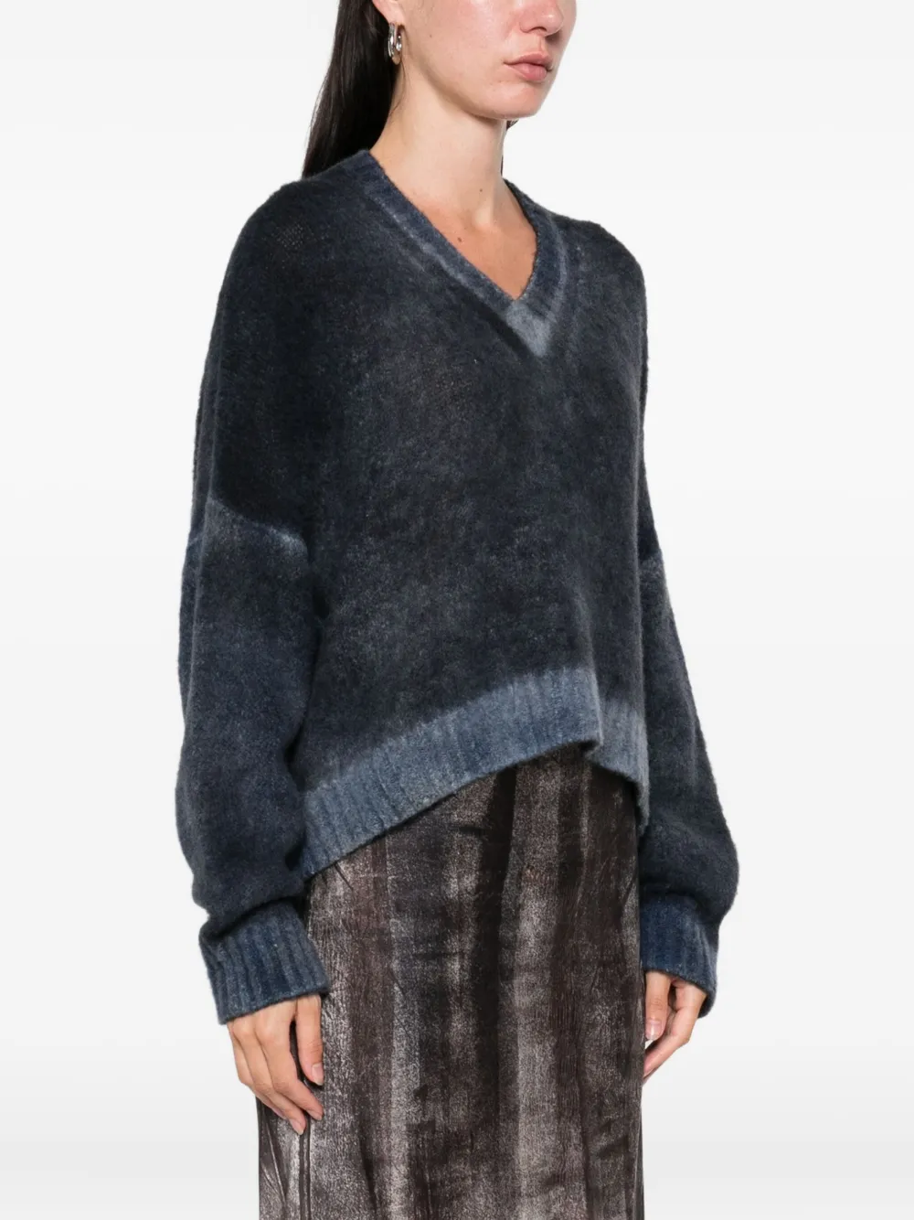 Avant Toi V-neck Cropped Sweater In Blue