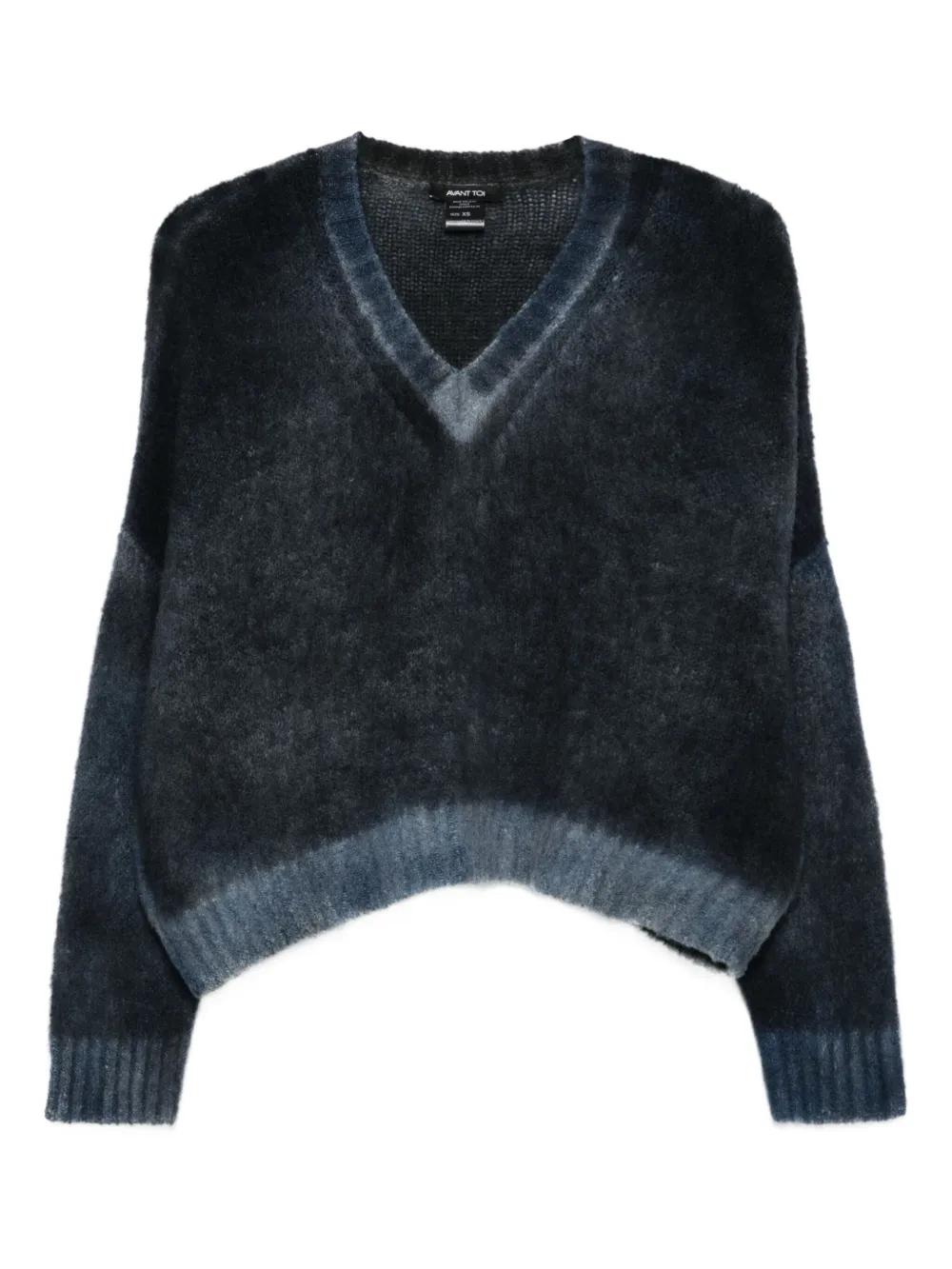 Avant Toi V-neck Cropped Sweater In Blue