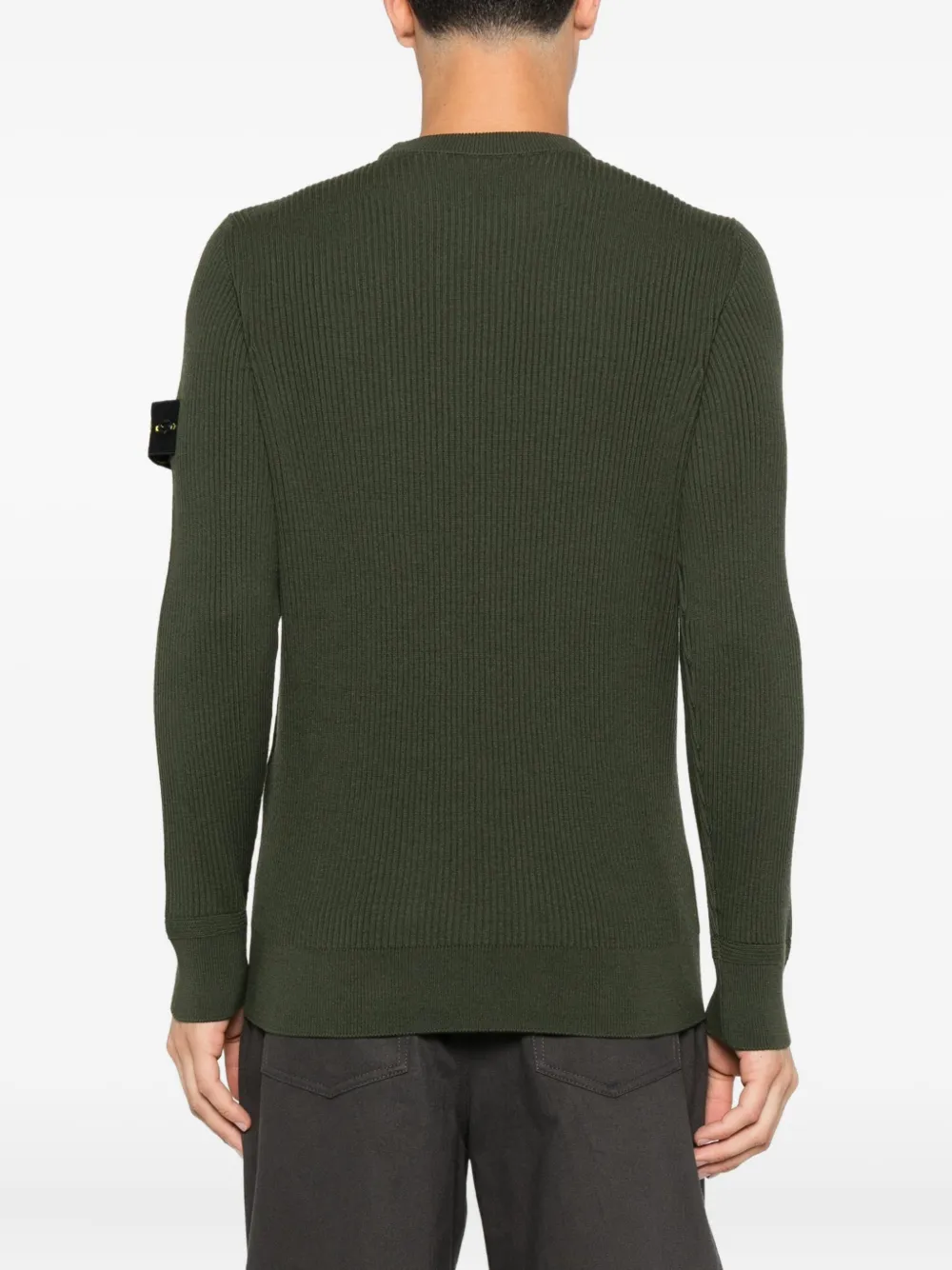 Stone Island 5100053 ribgebreide trui met ronde hals Groen