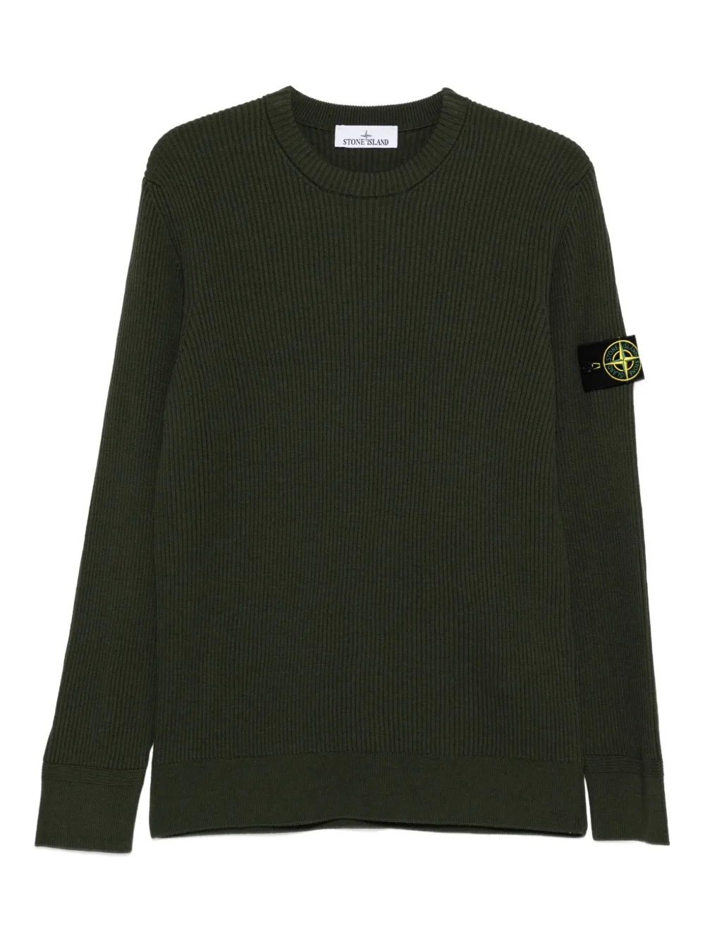 Stone Island 5100053 ribgebreide trui met ronde hals Groen