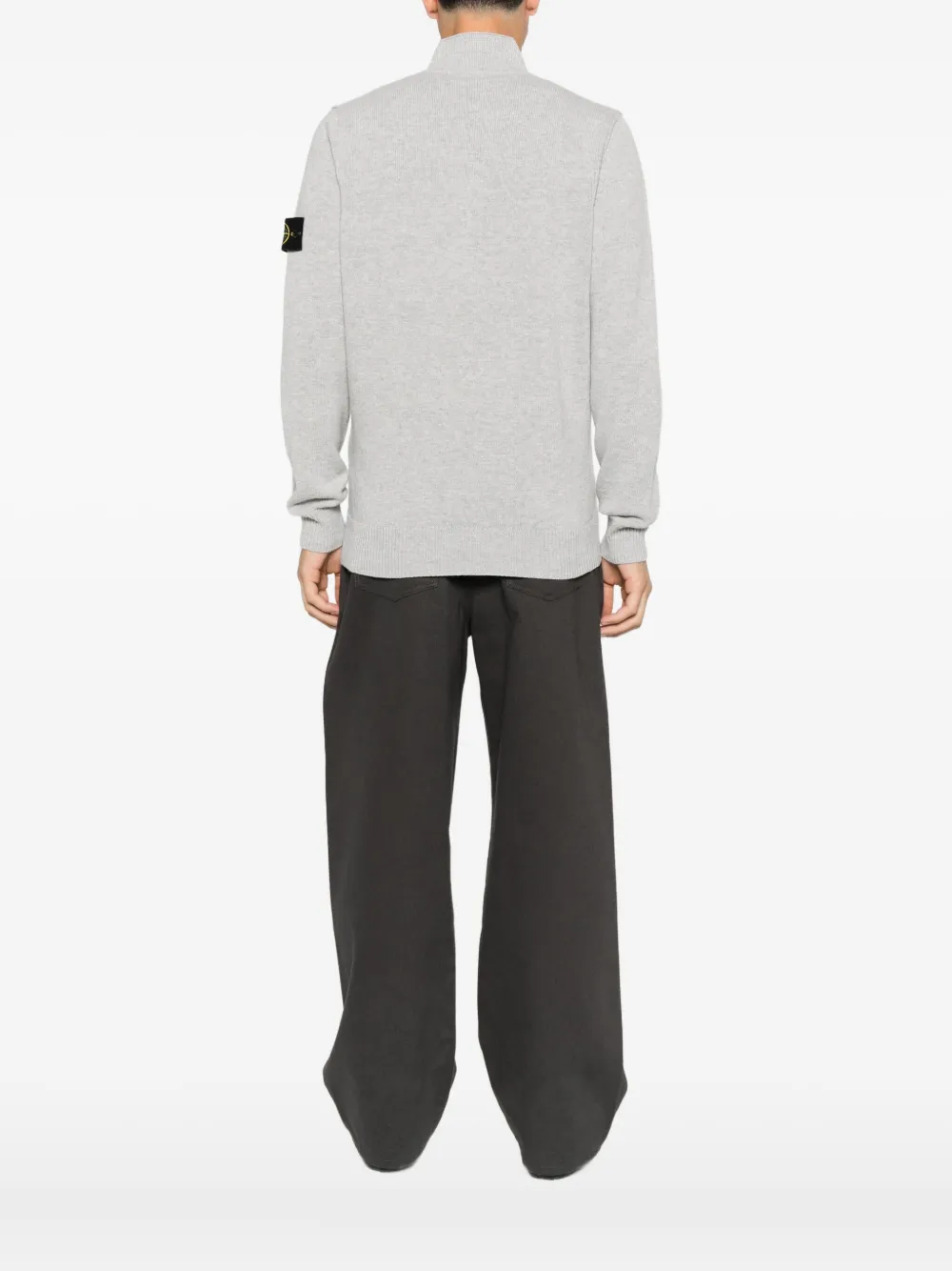 Stone Island 5100040 trui met opgestikte zak en knoopsluiting Grijs