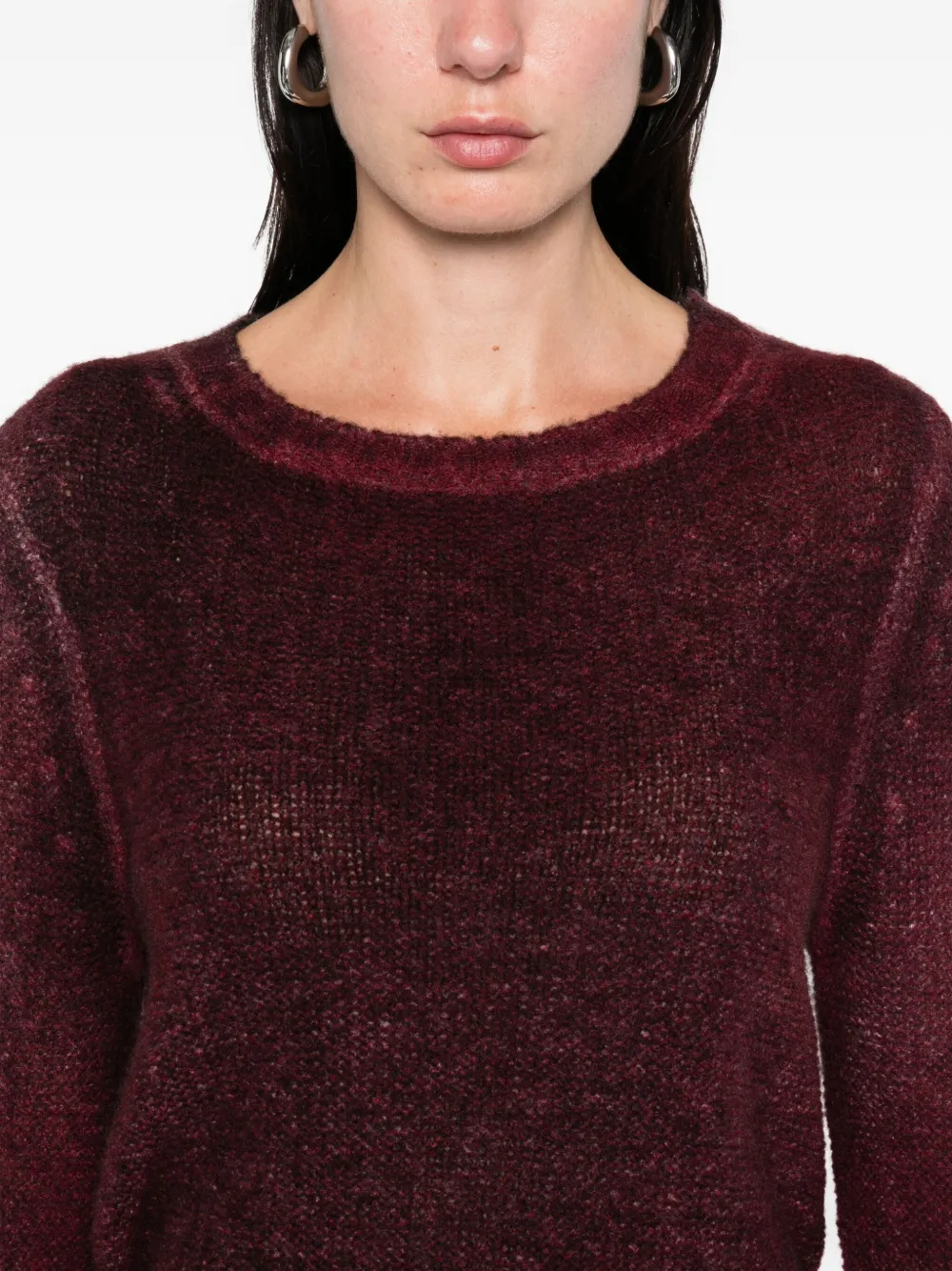 Avant Toi Long-sleeve Crew-neck Sweater In Burgundy