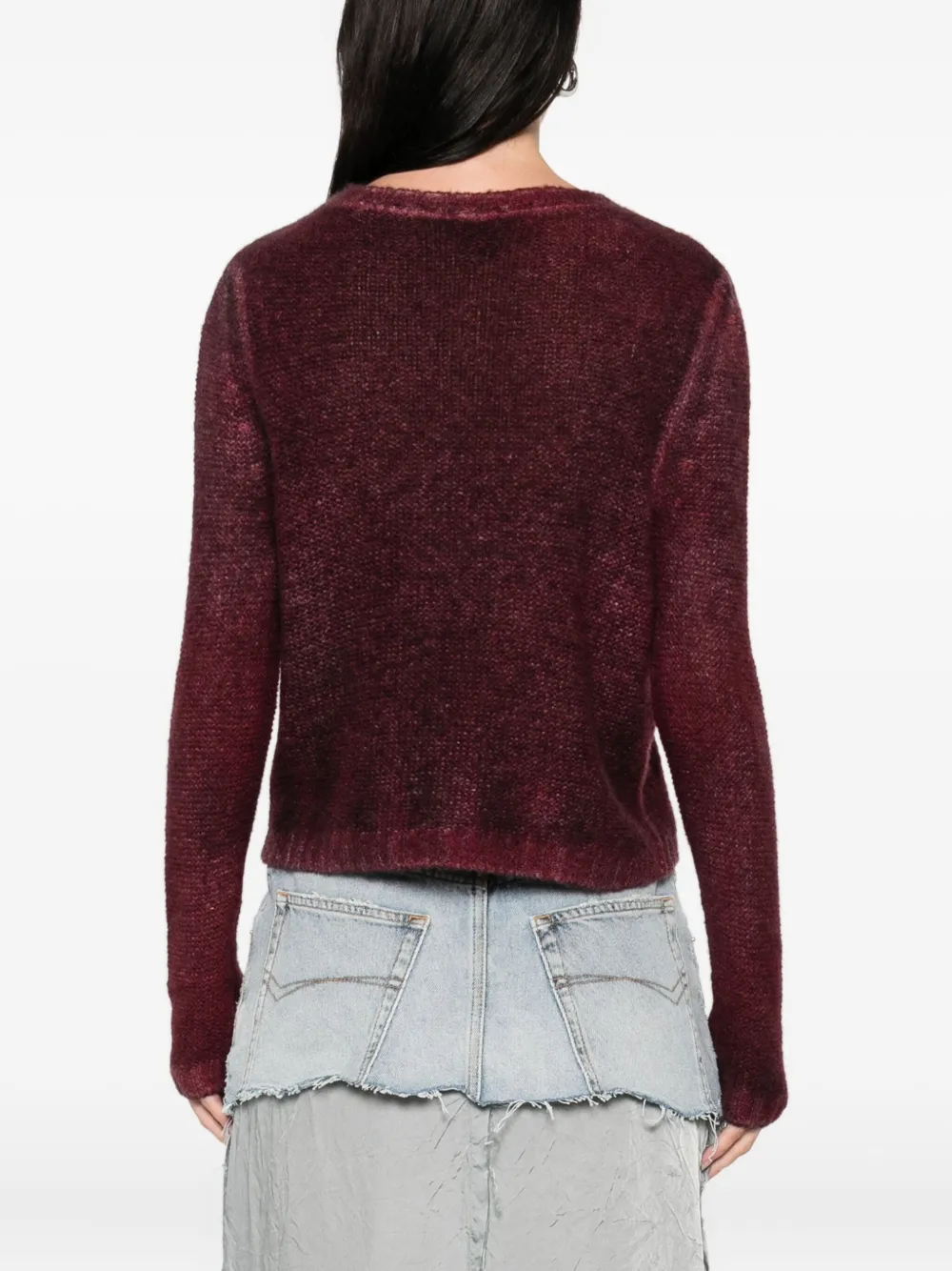 Avant Toi Long-sleeve Crew-neck Sweater In Burgundy