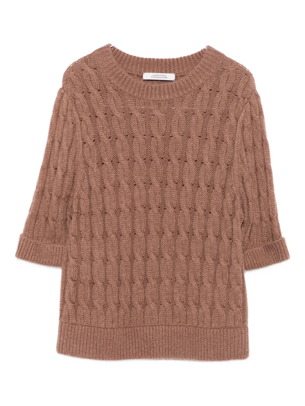 Dorothee Schumacher Cable-knit Short-sleeve Sweater In Brown