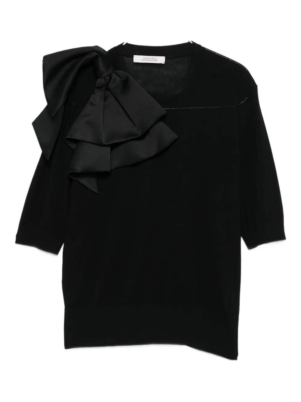 Dorothee Schumacher Virgin Merino Pullover With Satin Bow In Black