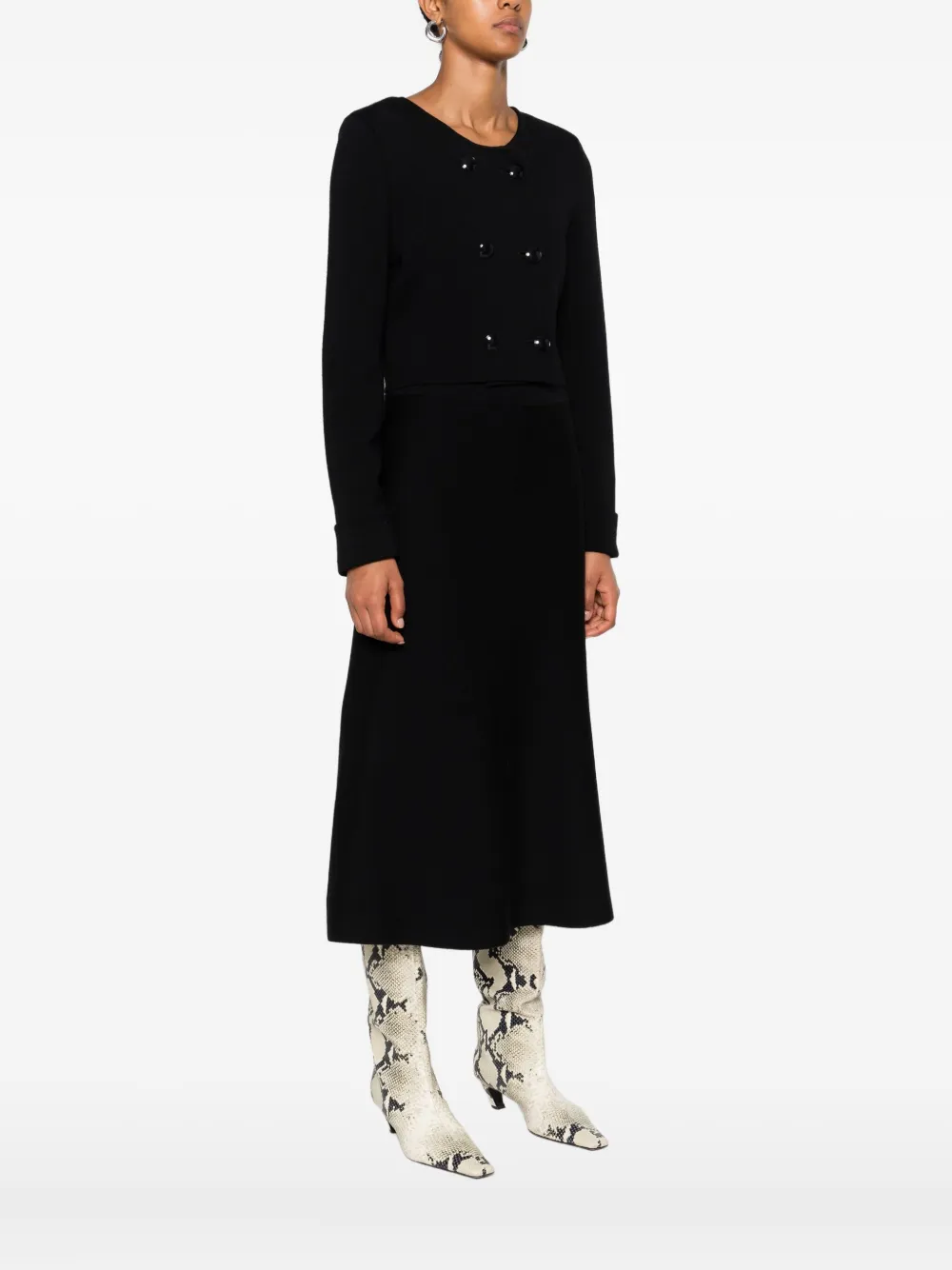 Dorothee Schumacher Vest met dubbele rij knopen en ronde hals Zwart