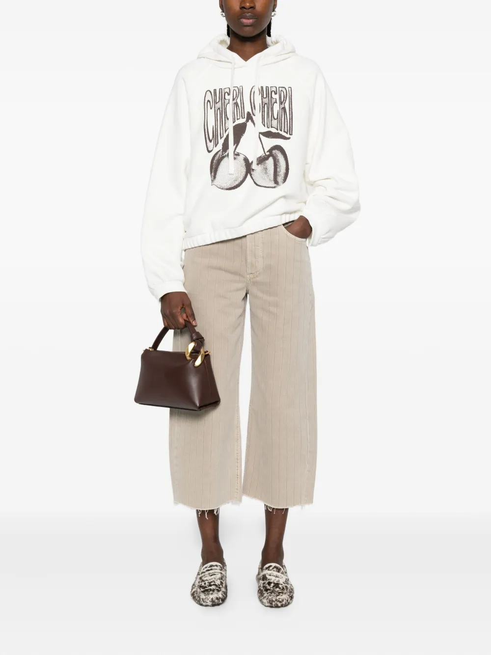 Dorothee Schumacher Top met kersenprint en capuchon - Beige