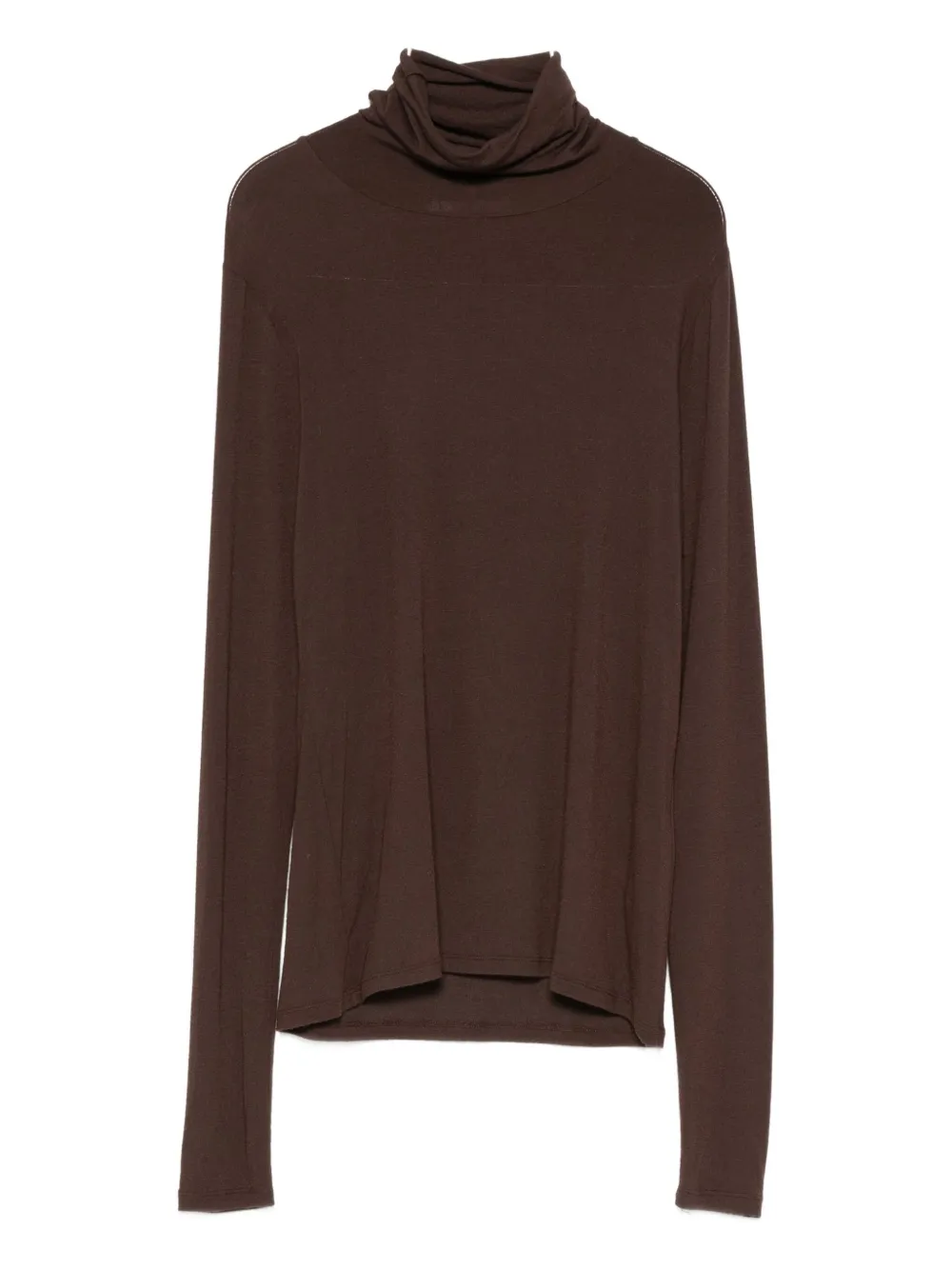 Dorothee Schumacher Long-sleeve Turtleneck Top In Brown