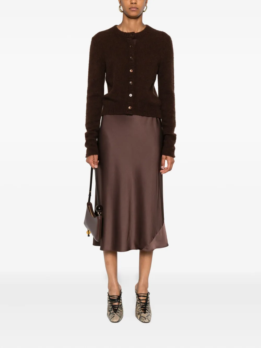 Dorothee Schumacher bias-cut satin midi skirt - Bruin