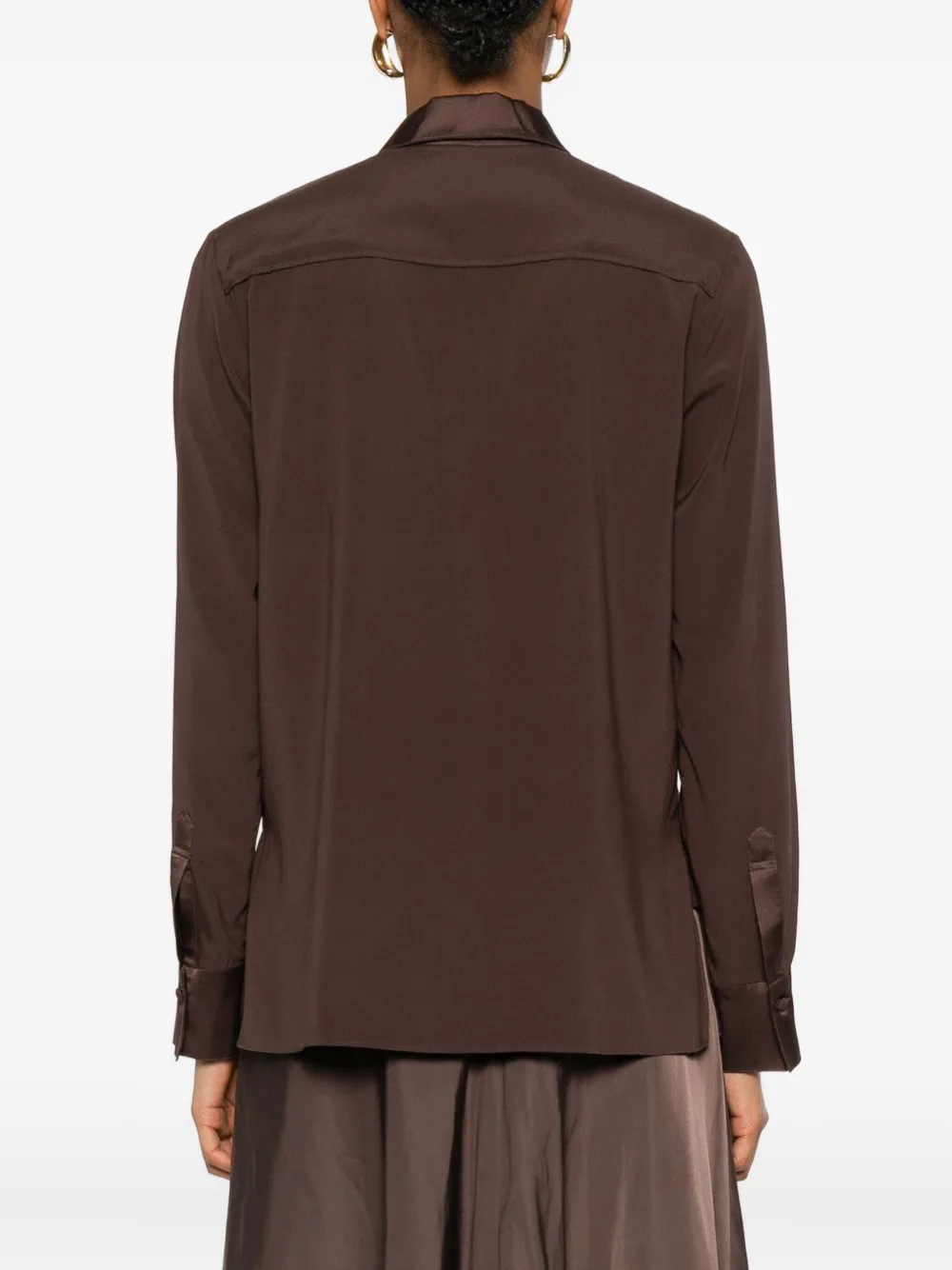 Dorothee Schumacher Popover Blouse In Silk Satin In Brown