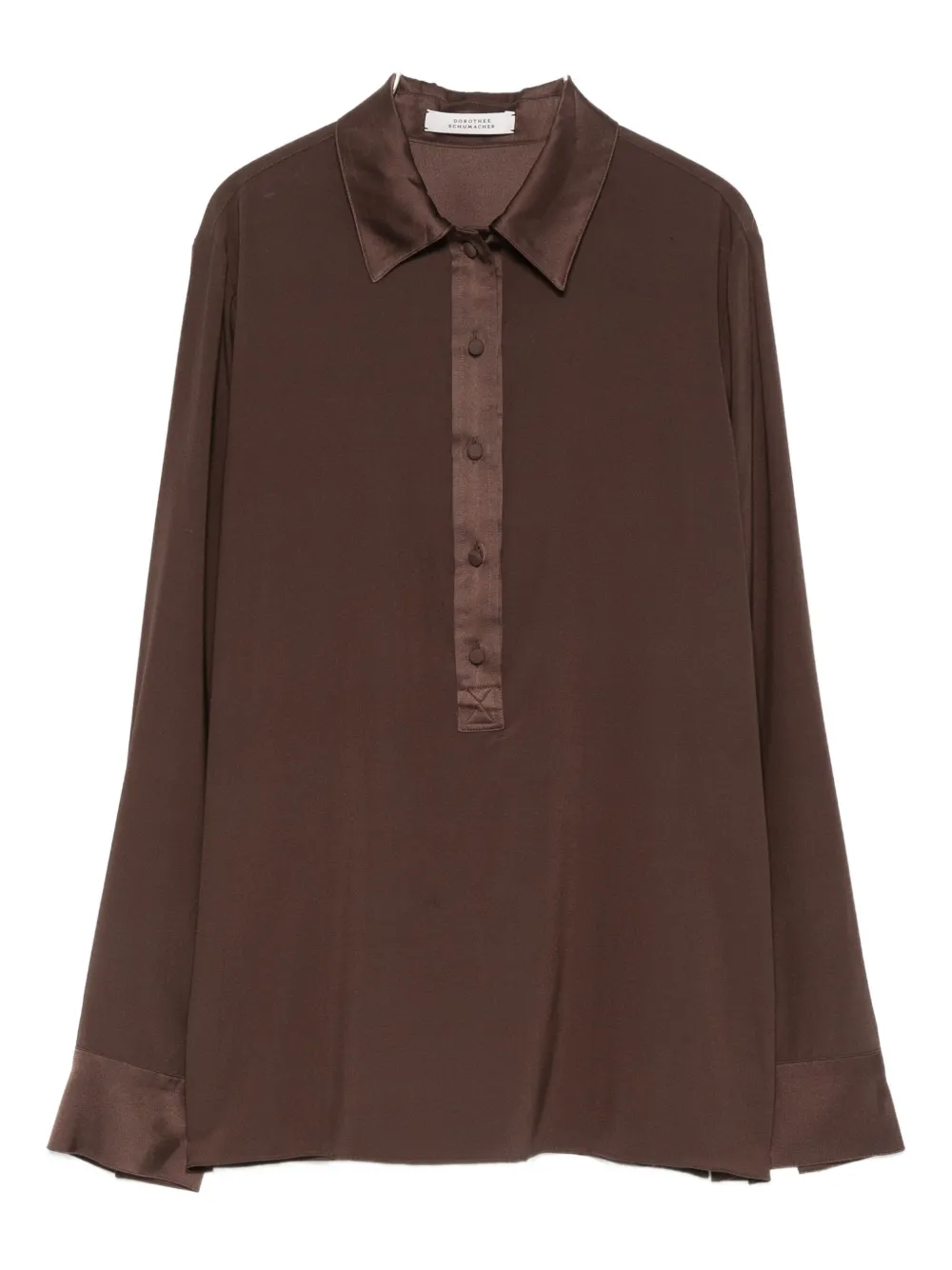 Dorothee Schumacher Popover Blouse In Silk Satin In Brown