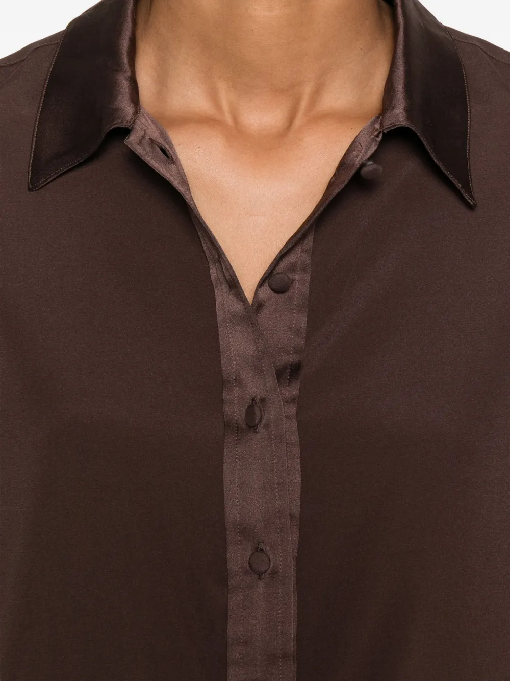 Dorothee Schumacher Popover Blouse In Silk Satin In Brown