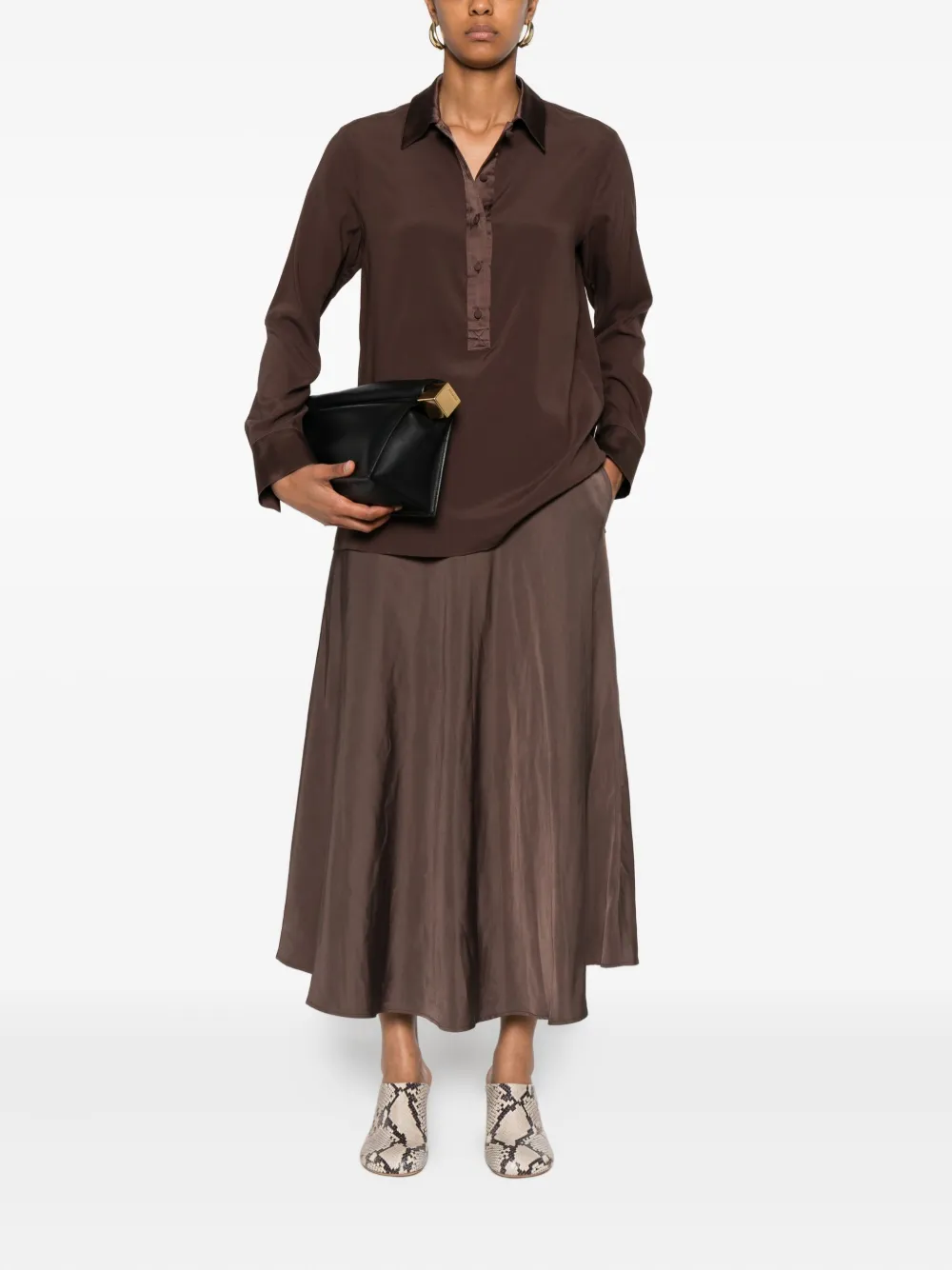 Dorothee Schumacher collar-detail silk blouse - Bruin