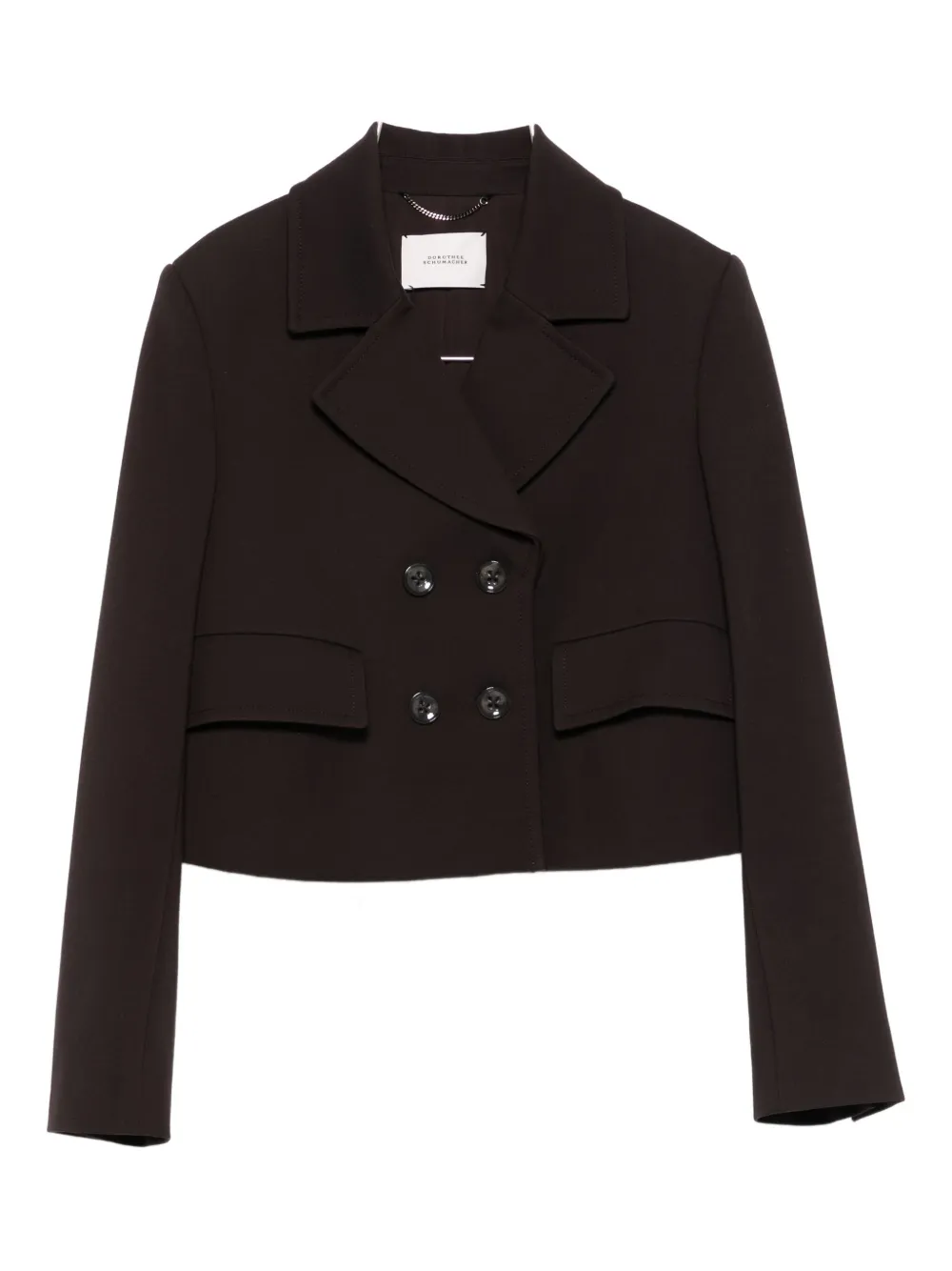 Dorothee Schumacher Double-breasted Cropped Jacket In Brown