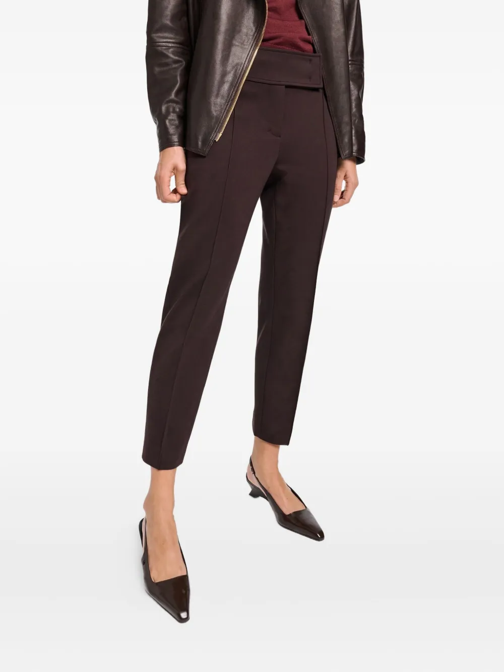 Dorothee Schumacher Emotional Essence Milano-stitch Cigarette Trousers In Brown