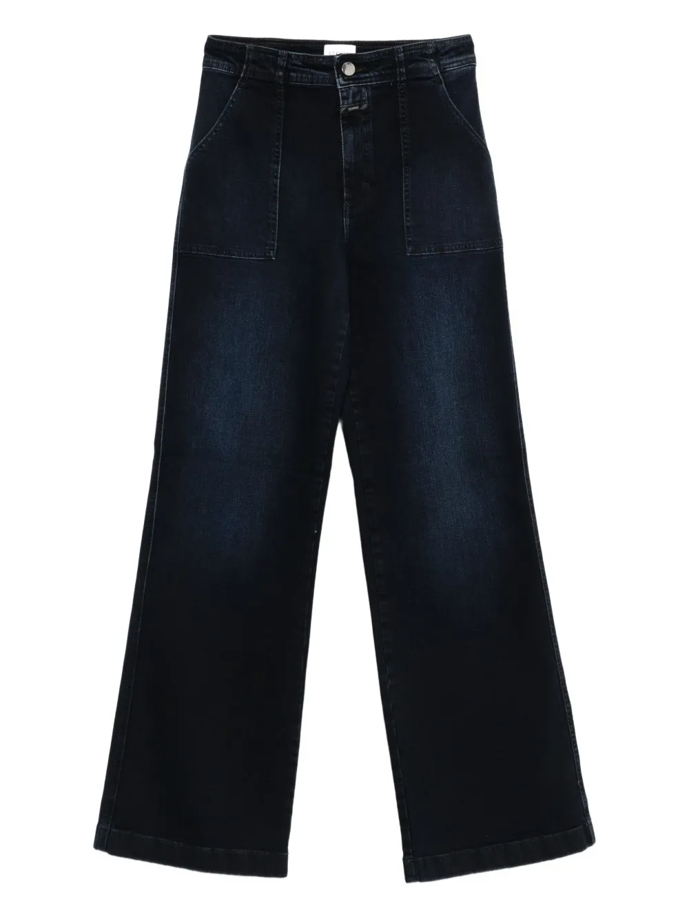 Closed patch-pocket wide-leg jeans Blauw