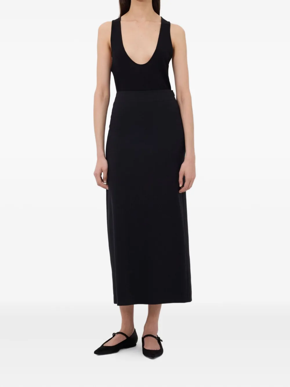 LouLou de Saison Straight maxi-rok met split - Zwart