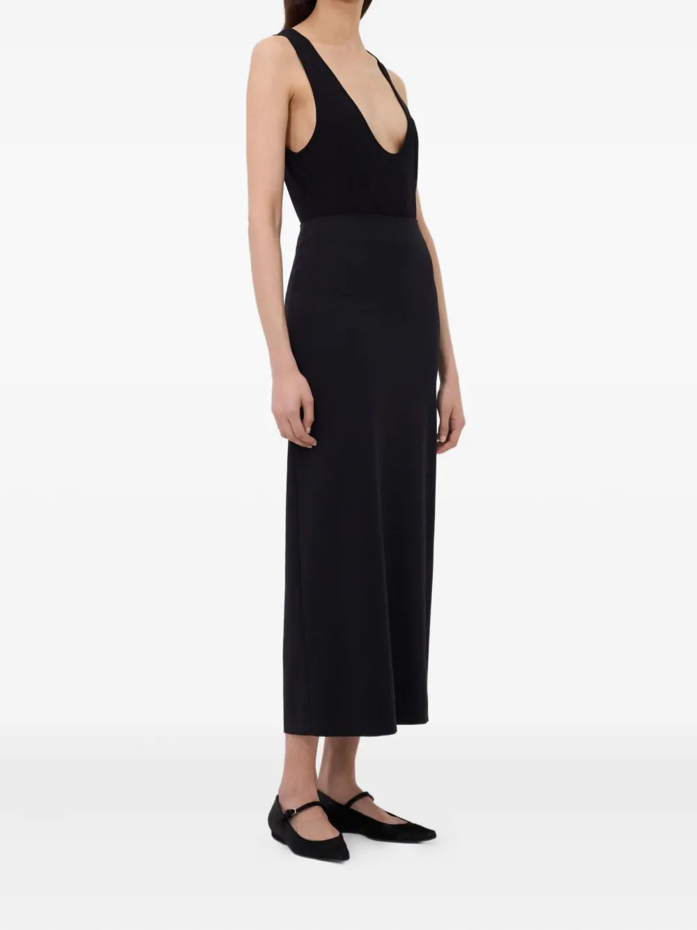 LouLou de Saison Straight maxi-rok met split Zwart