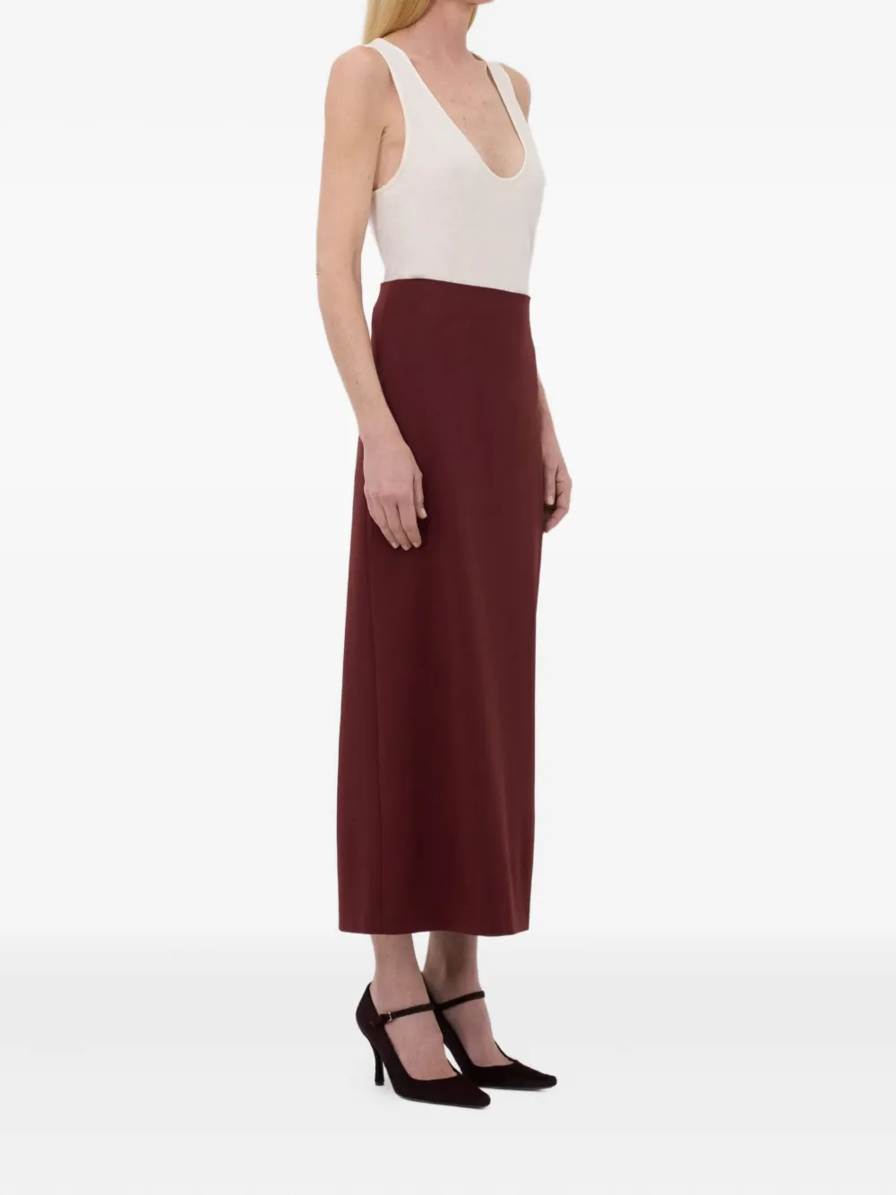 LouLou de Saison Straight maxi-rok met split Rood