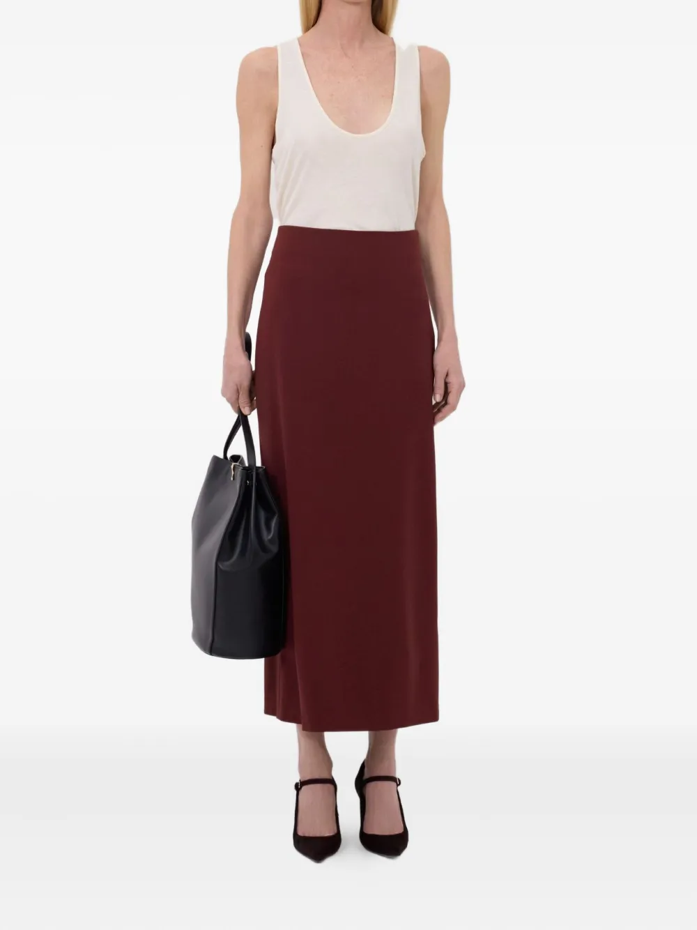 LouLou de Saison Straight maxi-rok met split - Rood