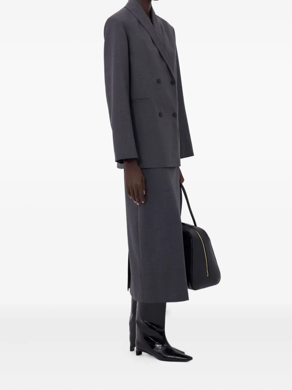 Loulou De Saison Double-breasted Shawl-collar Blazer In Gray