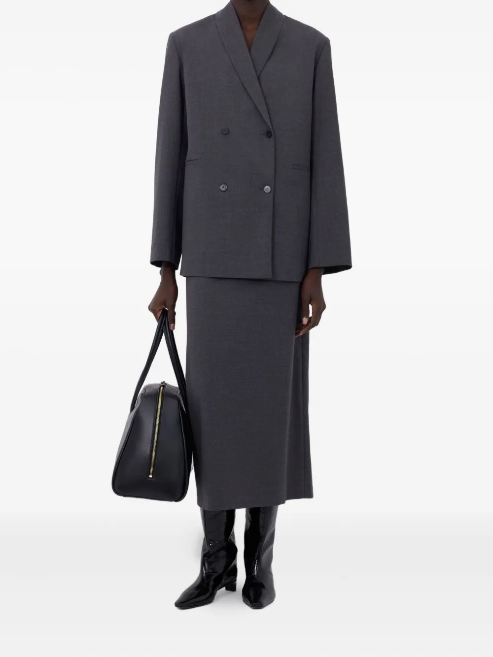 Loulou De Saison Double-breasted Shawl-collar Blazer In Gray
