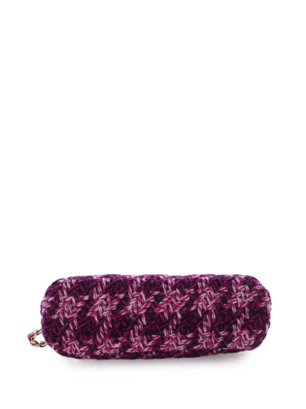 Pre-owned Chanel 2021-2025 Cc Tweed Houndstooth Clutch On Chain Crossbody Bag