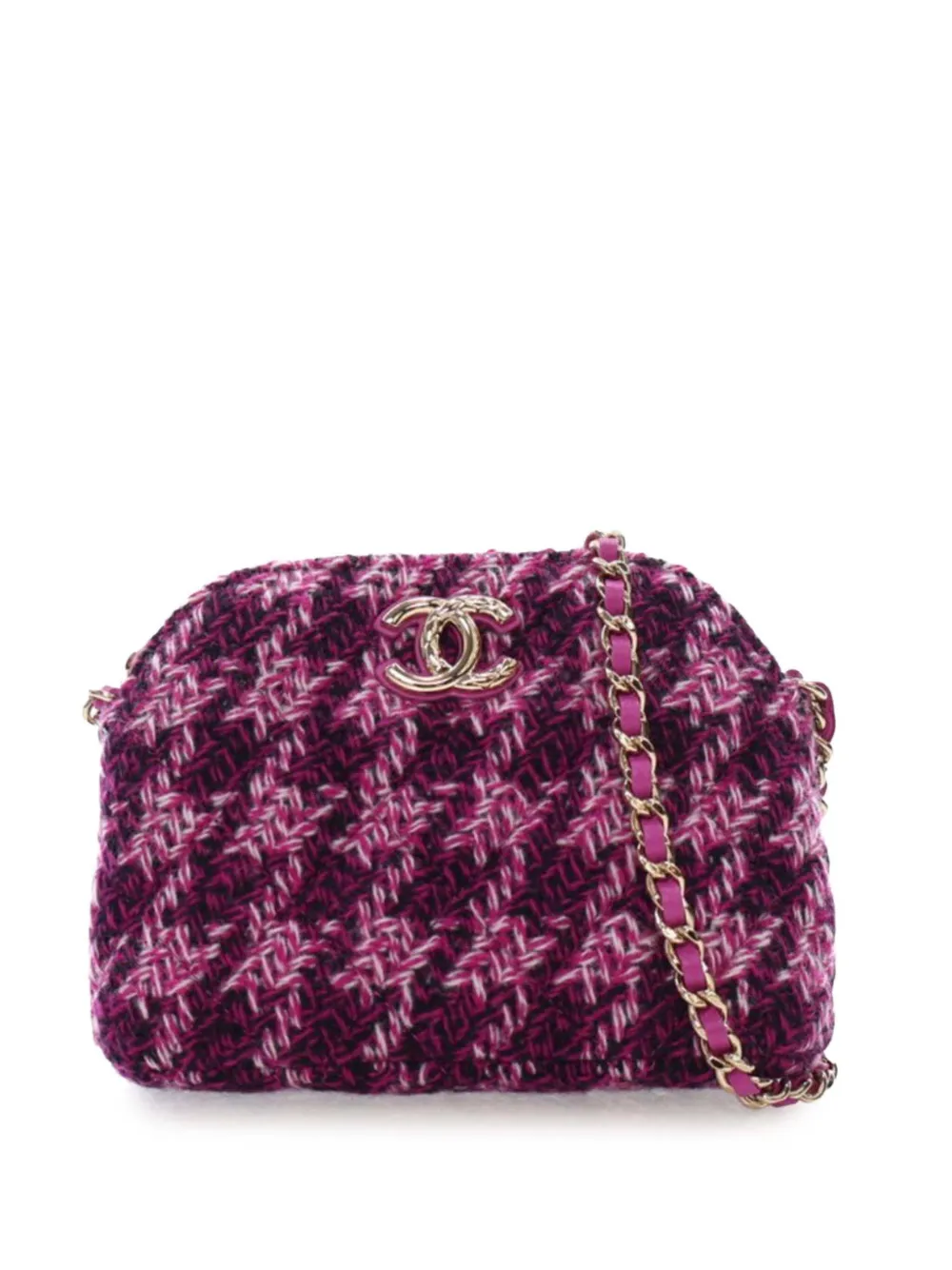 CHANEL Pre-Owned 2021-2025 CC Tweed Houndstooth Clutch On Chain CHANEL Pre-Owned 2021-2025 CC Tweed Houndstooth Clutch On Chain