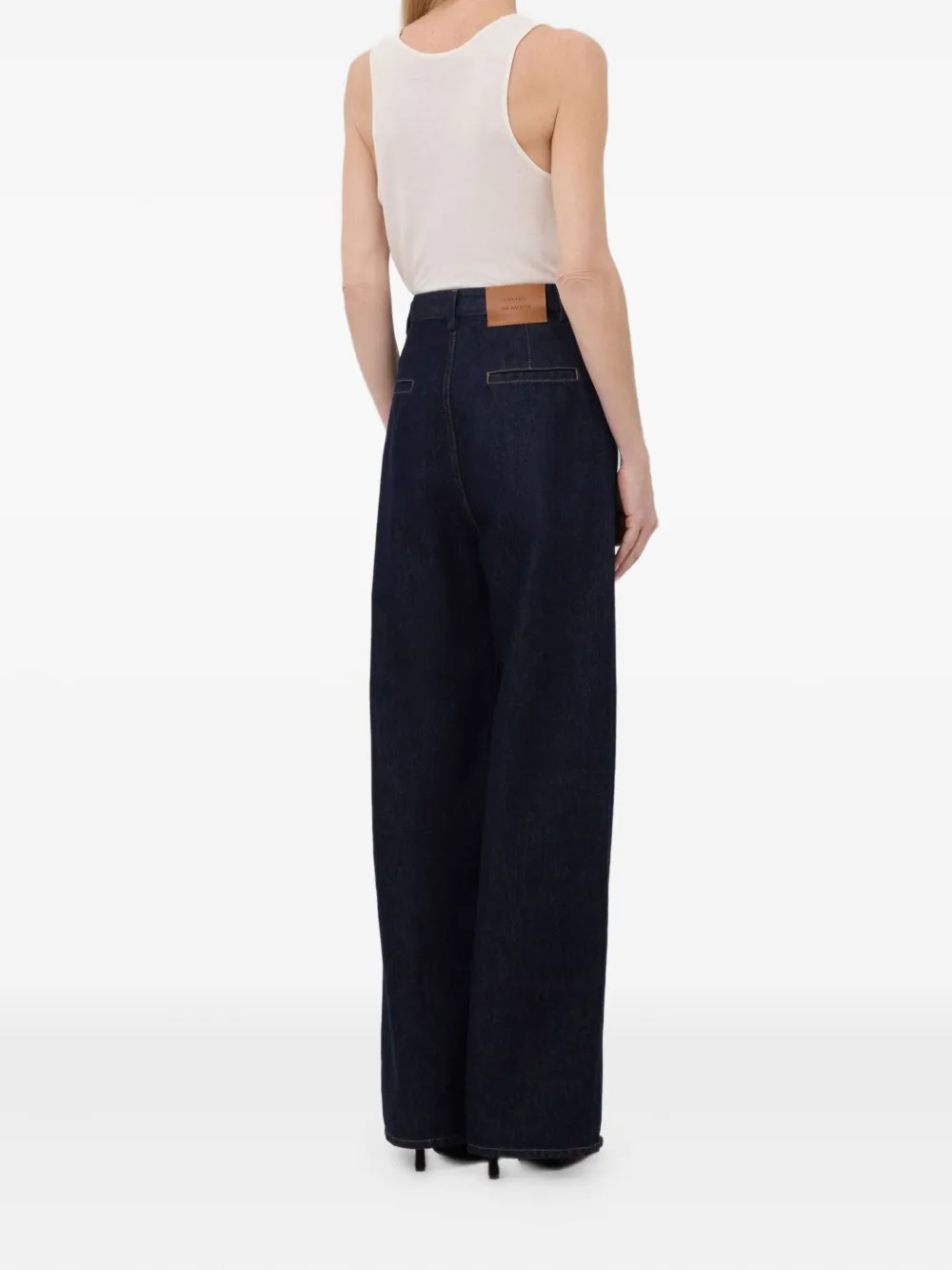 Loulou De Saison Attu Pleated Cotton Jeans In Blue