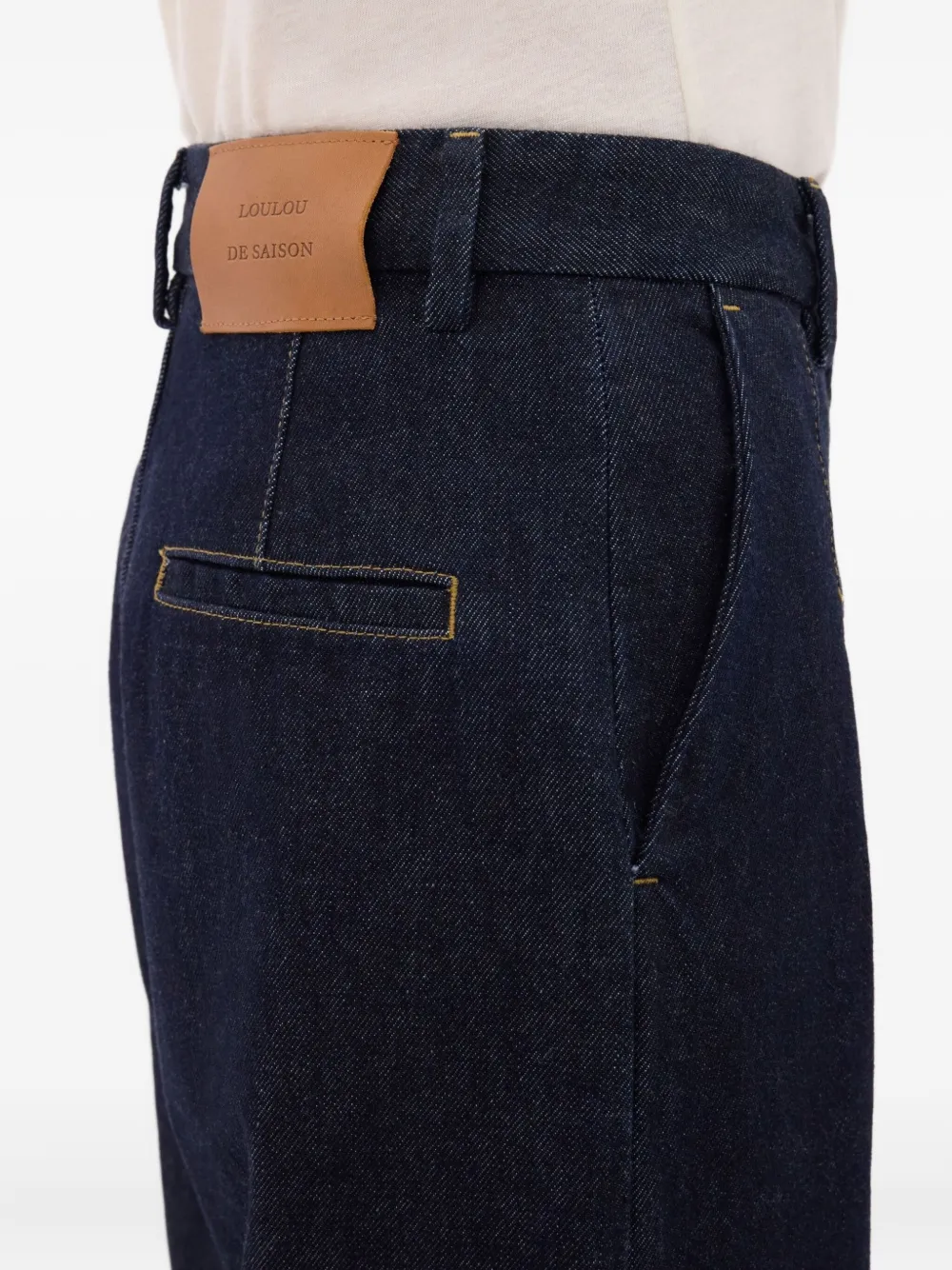 Loulou De Saison Attu Pleated Cotton Jeans In Blue