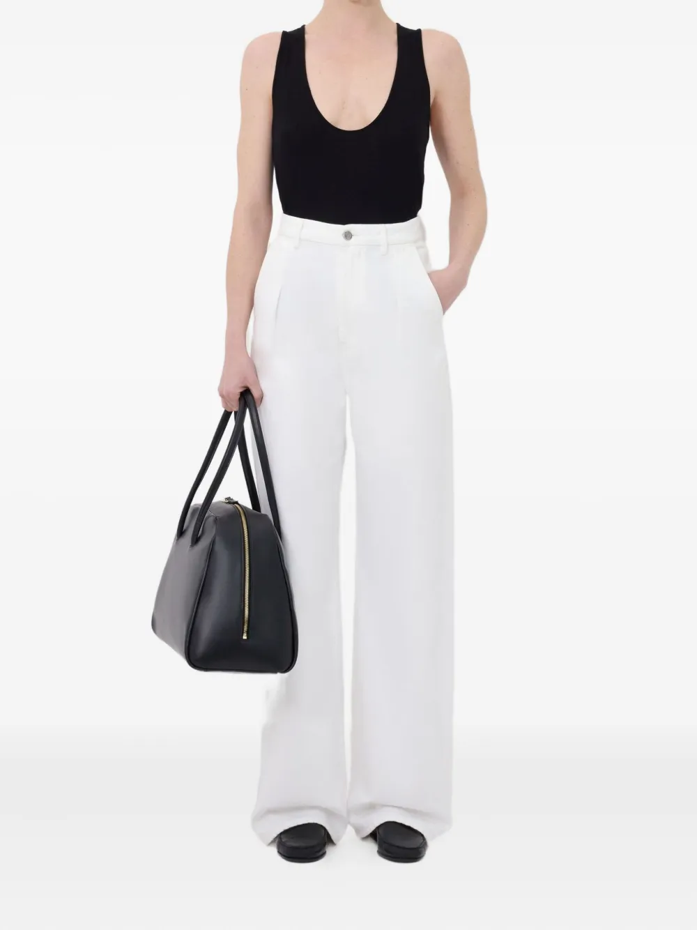 LouLou de Saison Jeans met wijde pijpen en zijzakken - Beige