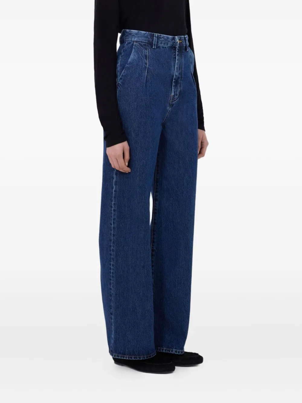 Loulou De Saison Pleated Wide-leg Jeans In Blue