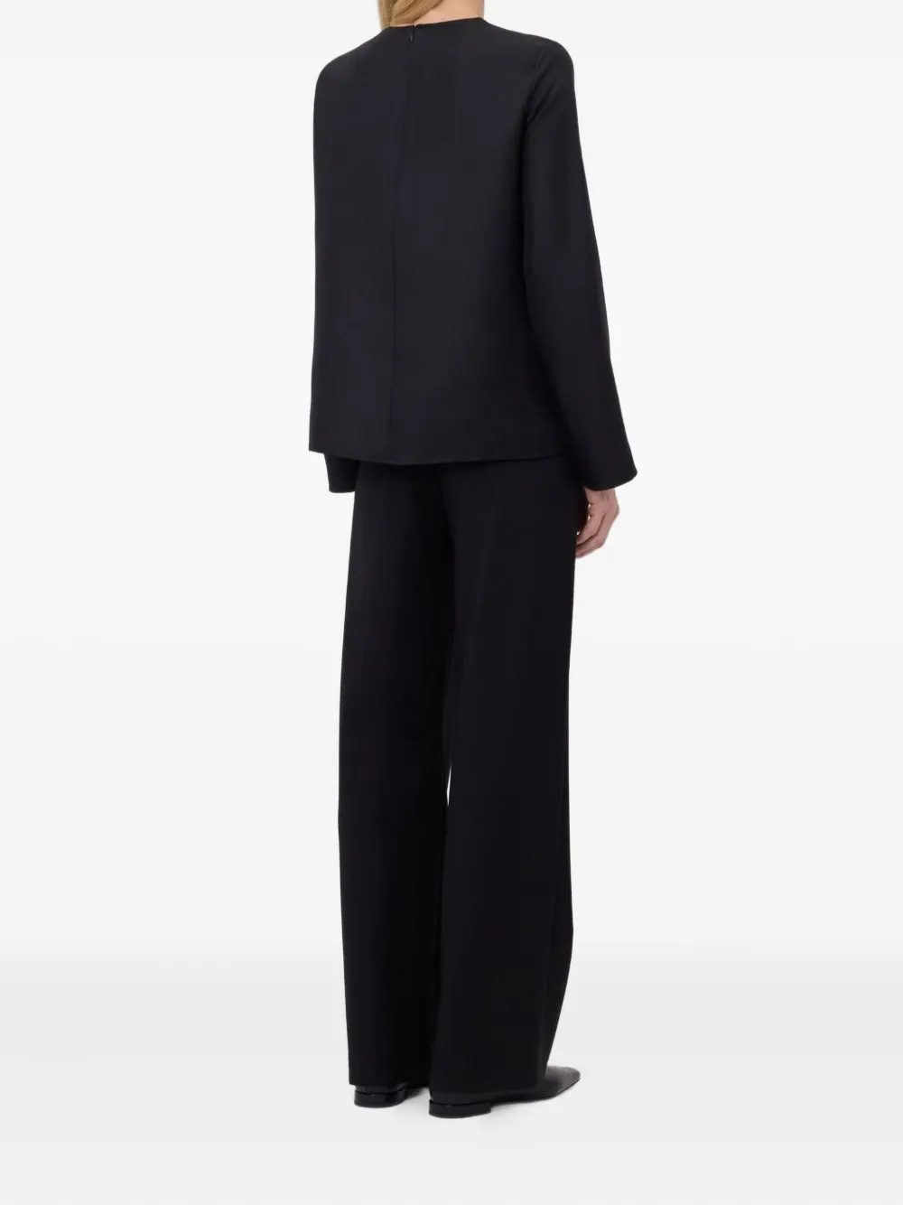 LouLou de Saison Gedrapeerde blouse met sierdetail Zwart