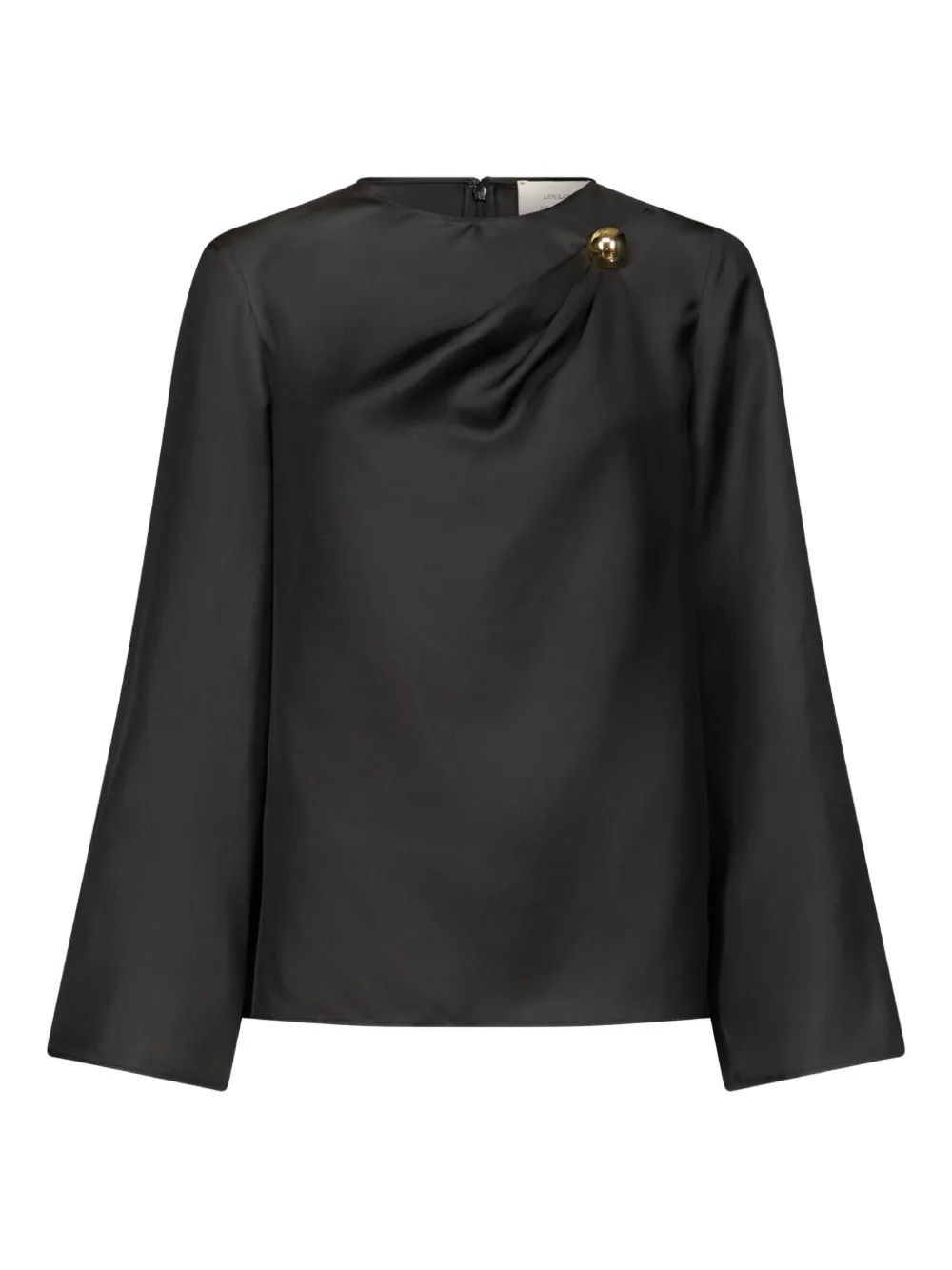 LouLou de Saison Gedrapeerde blouse met sierdetail Zwart