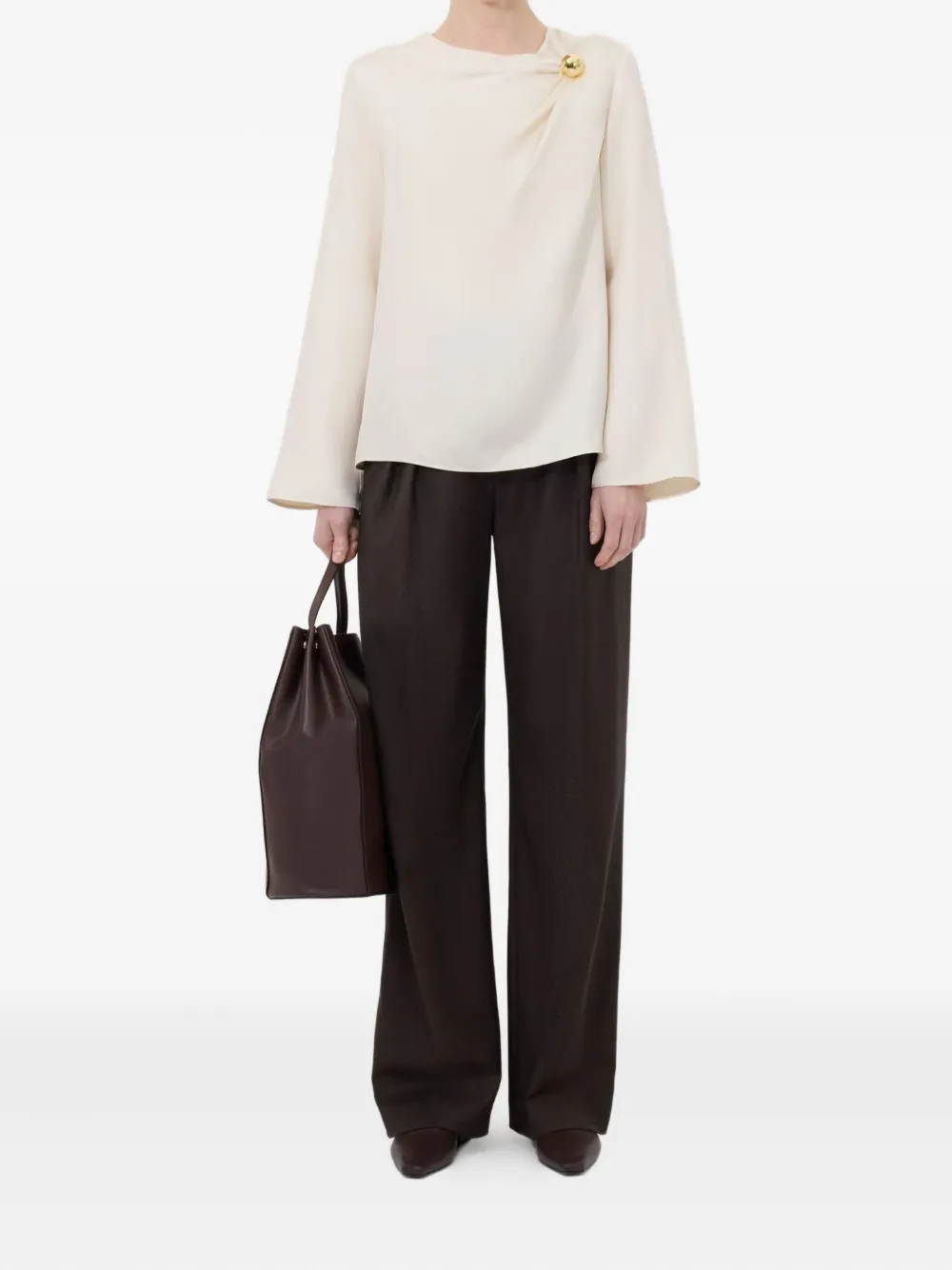LouLou de Saison Azae gedrapeerde metallic blouse - Wit