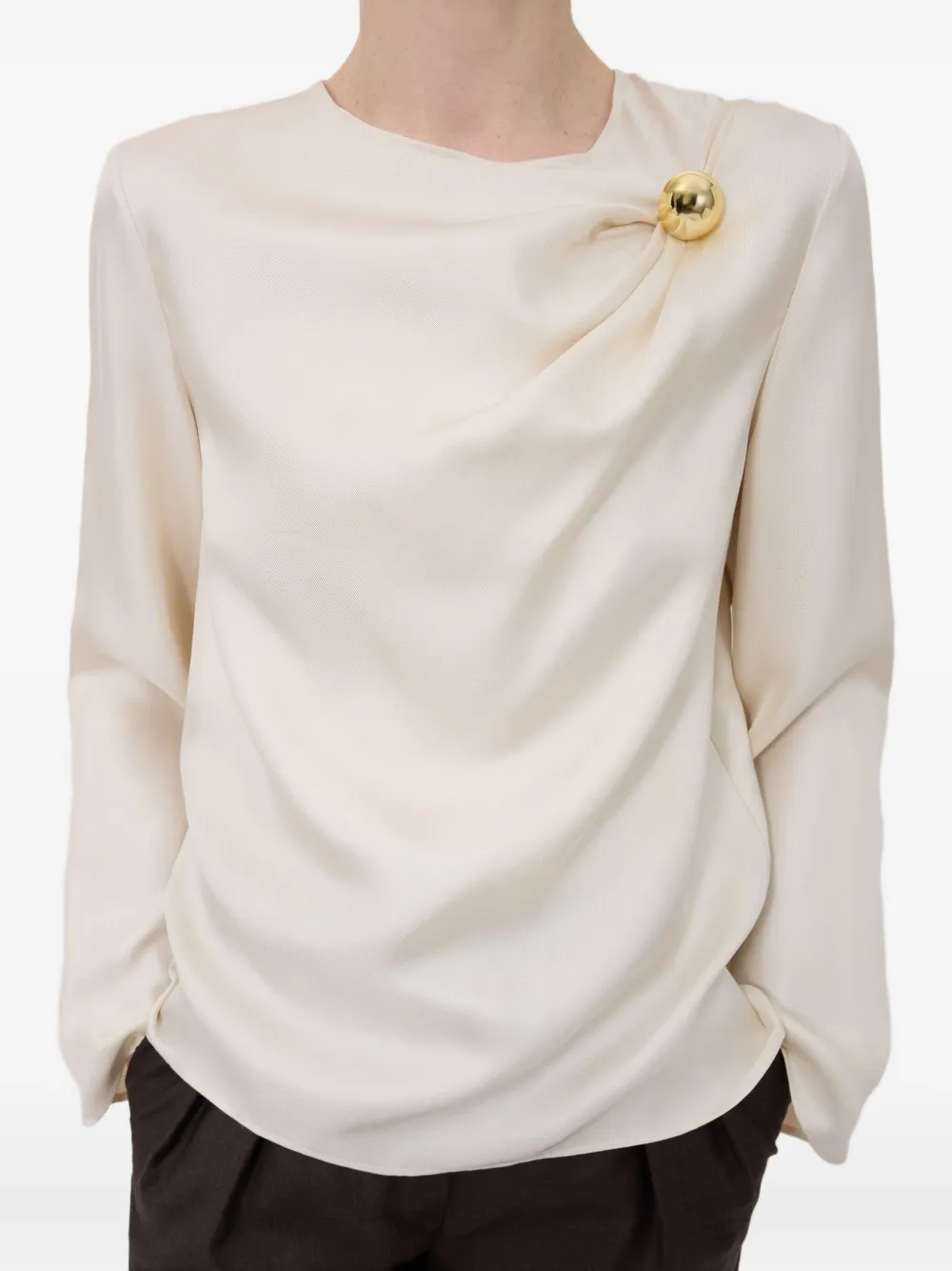 LouLou de Saison Azae gedrapeerde metallic blouse Wit