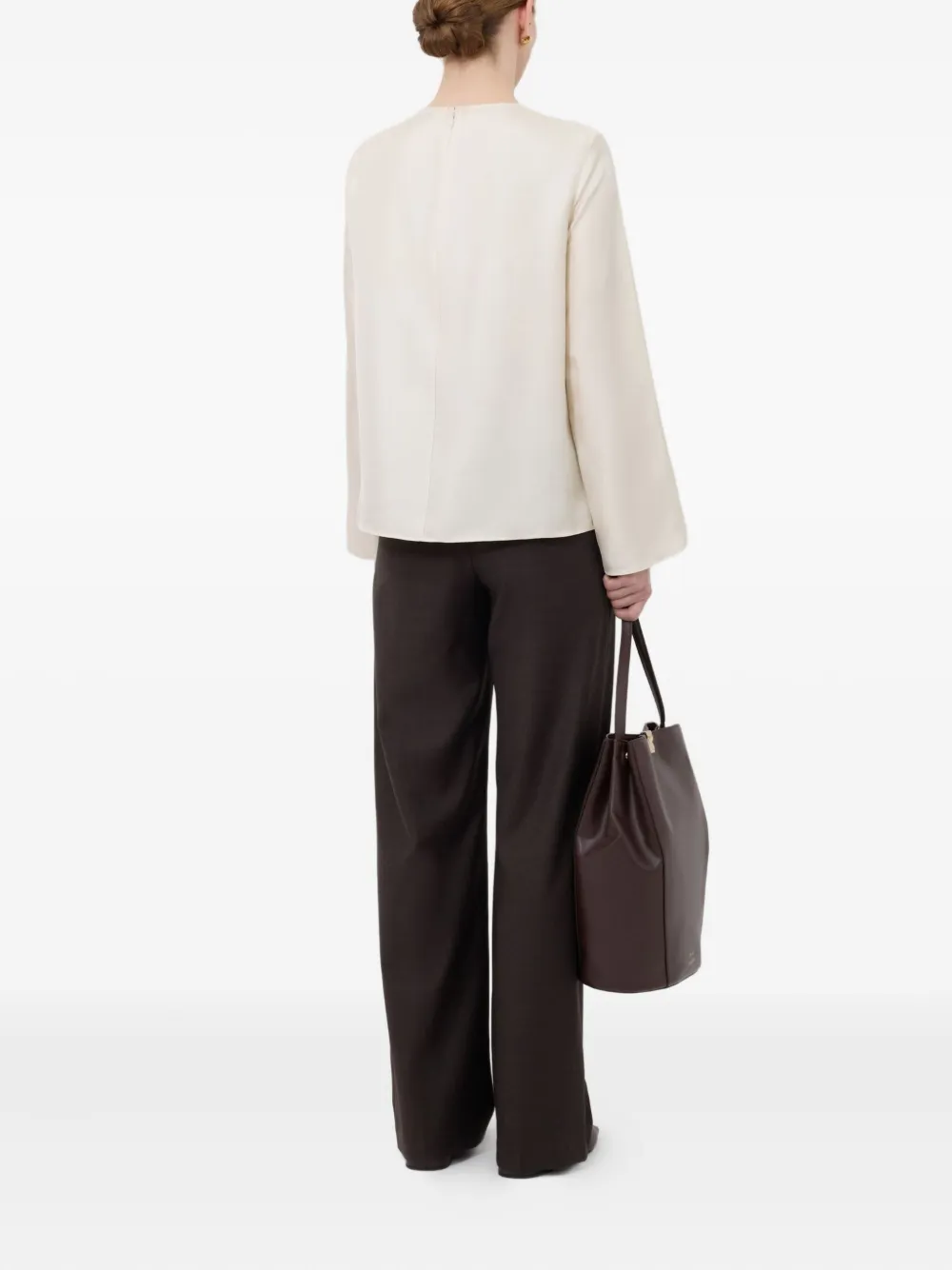 LouLou de Saison Azae gedrapeerde metallic blouse Wit
