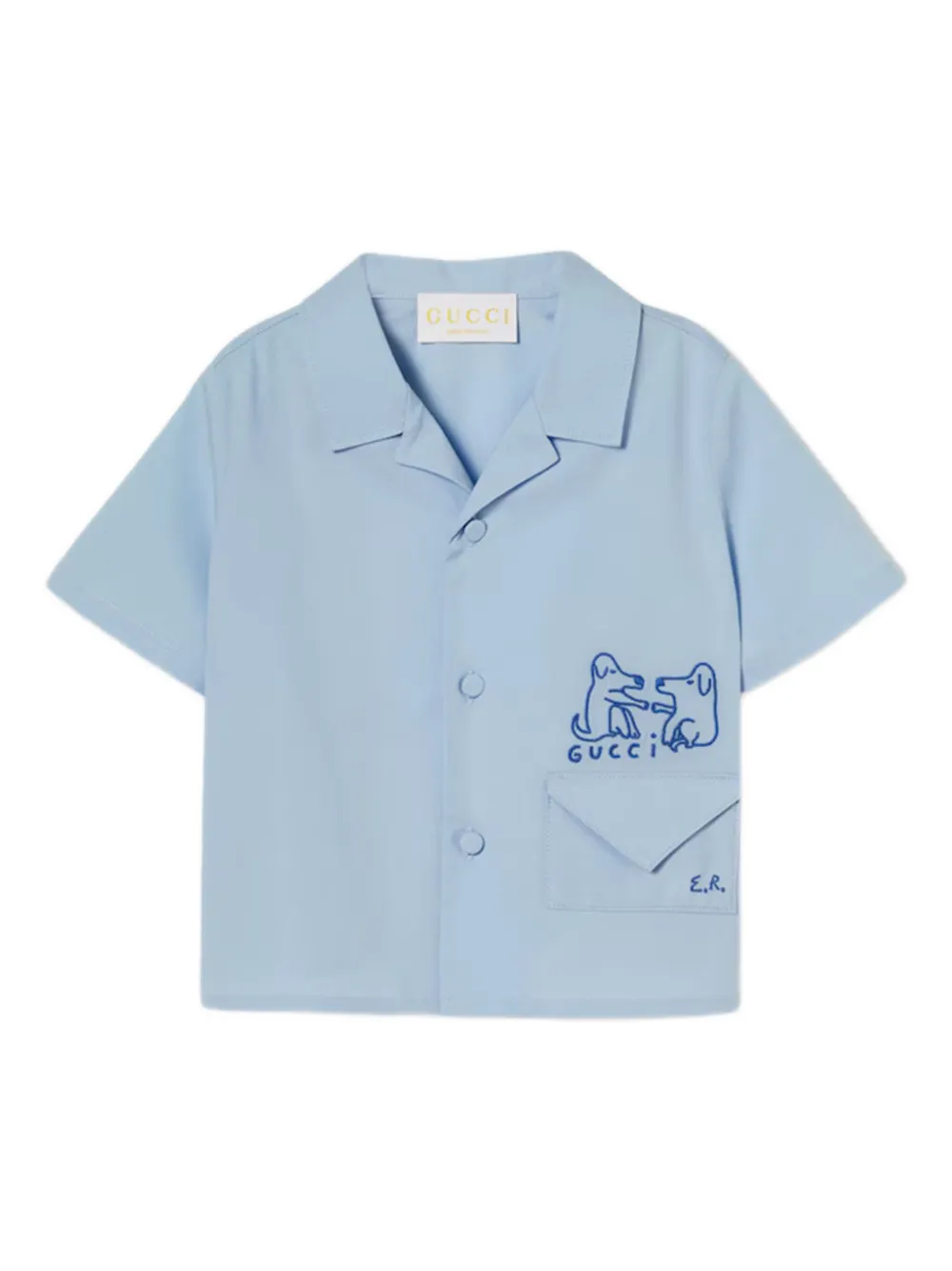 Gucci Kids ロゴ ショートスリーブシャツ - ブルー Gucci Kids ロゴ ショートスリーブシャツ - ブルー