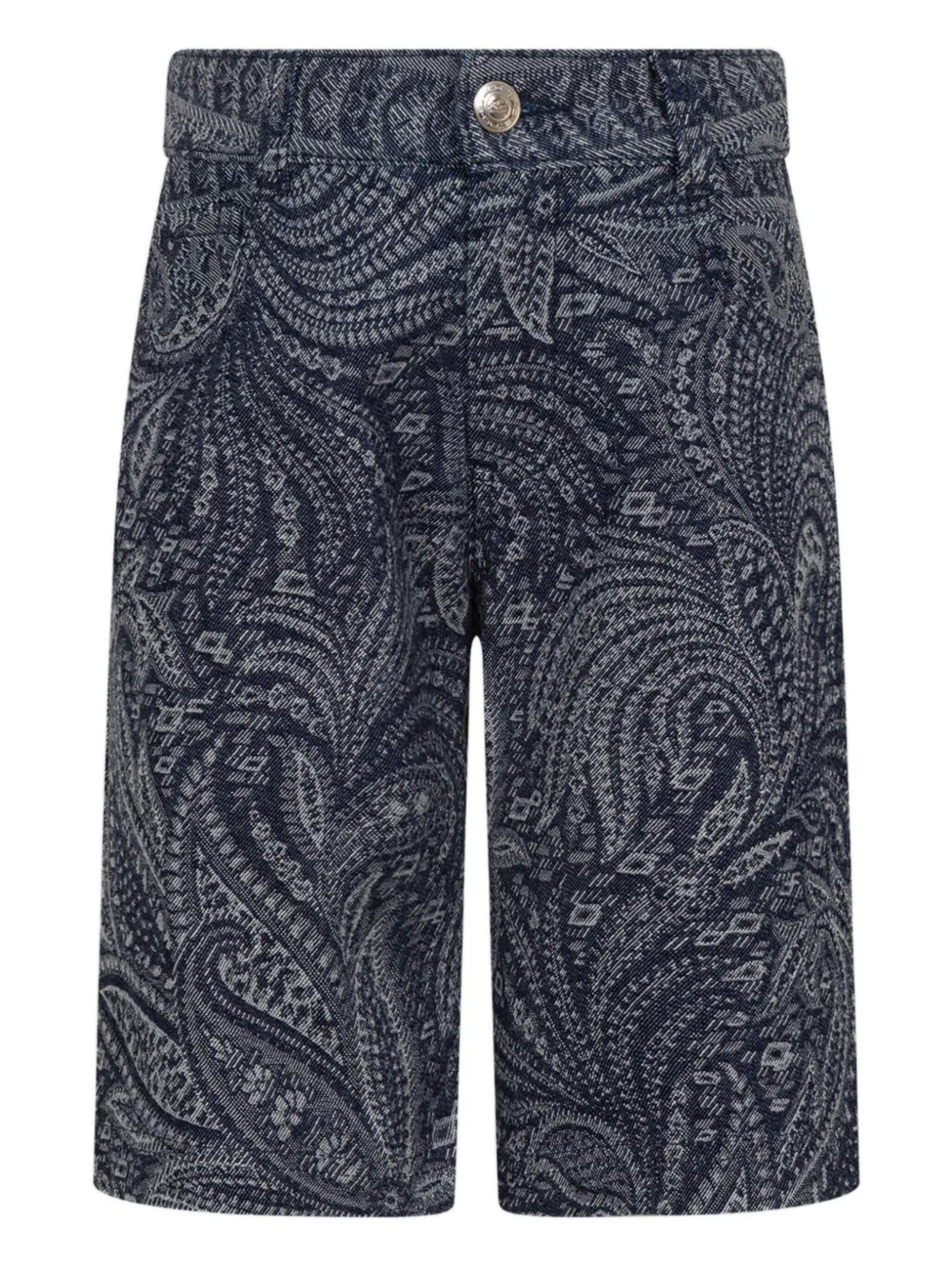 ETRO KIDS paisley jacquard denim shorts Blauw