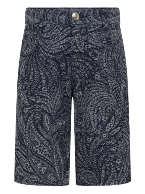 ETRO KIDS paisley jacquard denim shorts