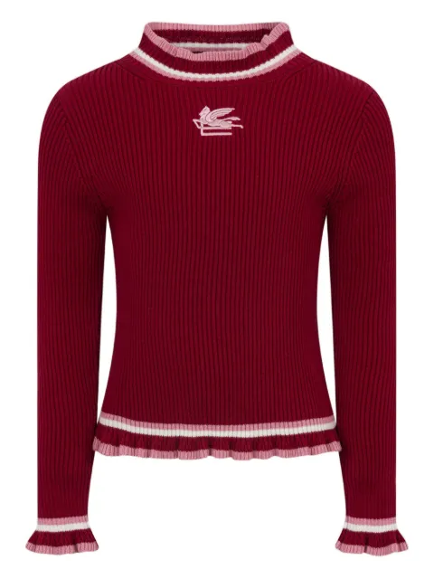 ETRO KIDS Pegasus-embroidered ribbed sweater
