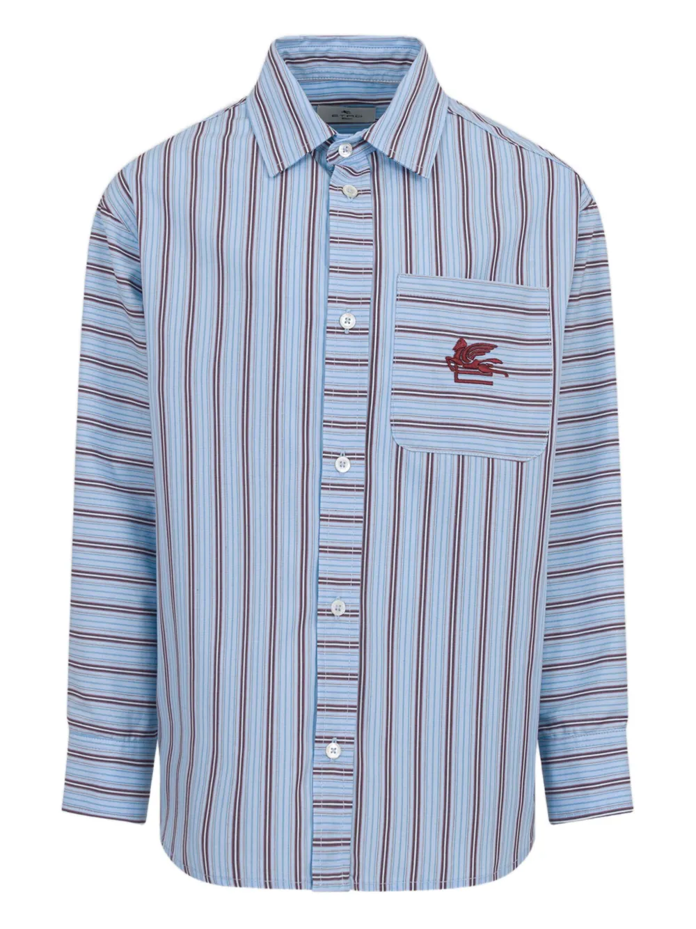 ETRO KIDS Gestreept shirt met Pegaso-patroon Blauw