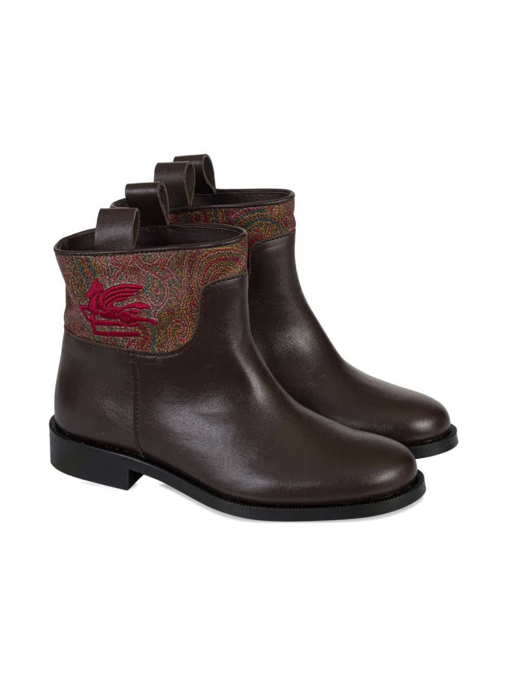 ETRO KIDS paisley-jacquard embroidered boots Black