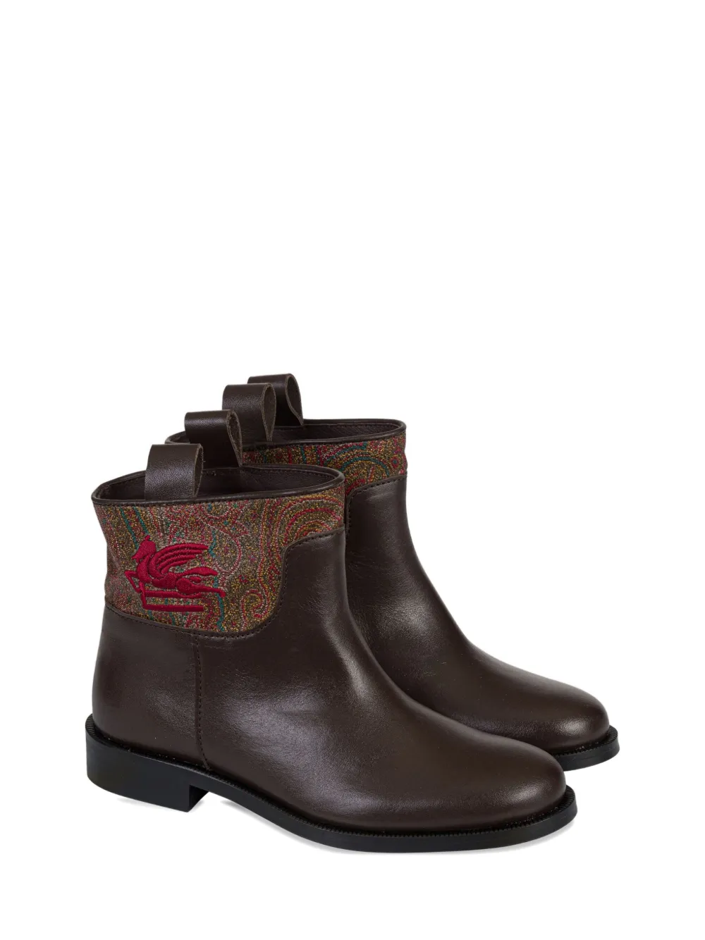 ETRO KIDS paisley-jacquard embroidered boots Black