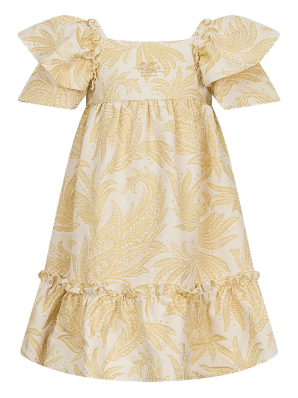 ETRO KIDS ruffled paisley jacquard dress Beige